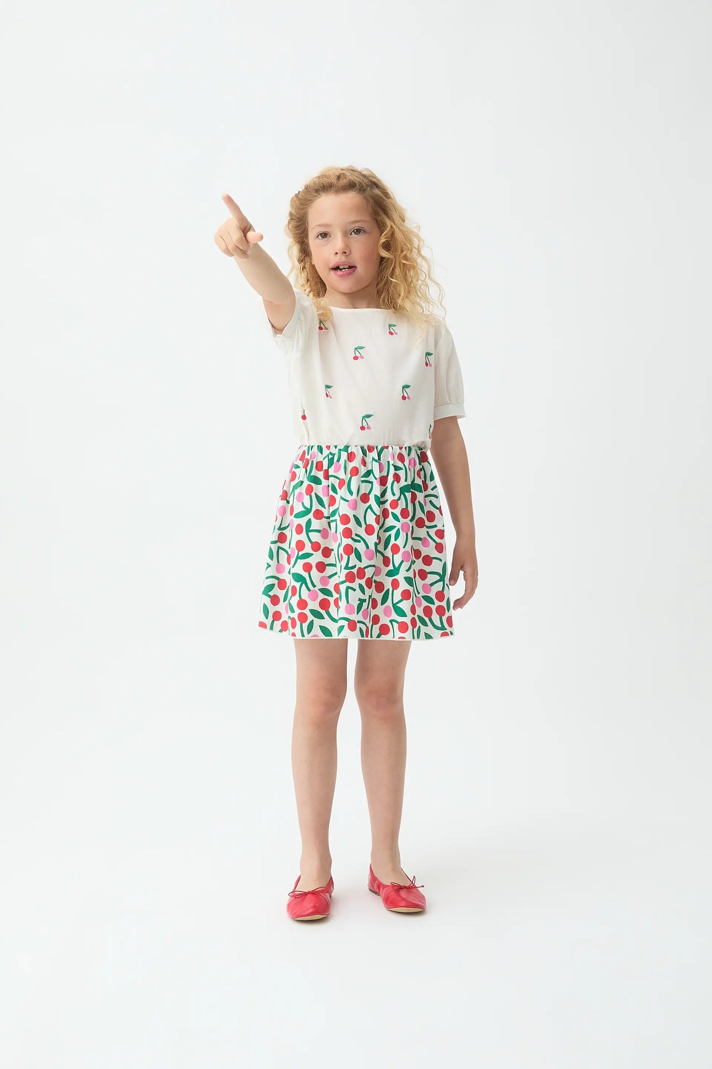 Top da bambina in cotone 100% con stampa ciliegie