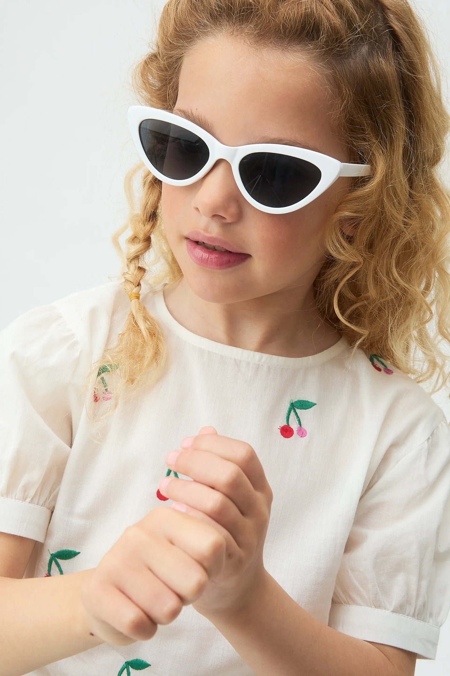 Top da bambina in cotone 100% con stampa ciliegie