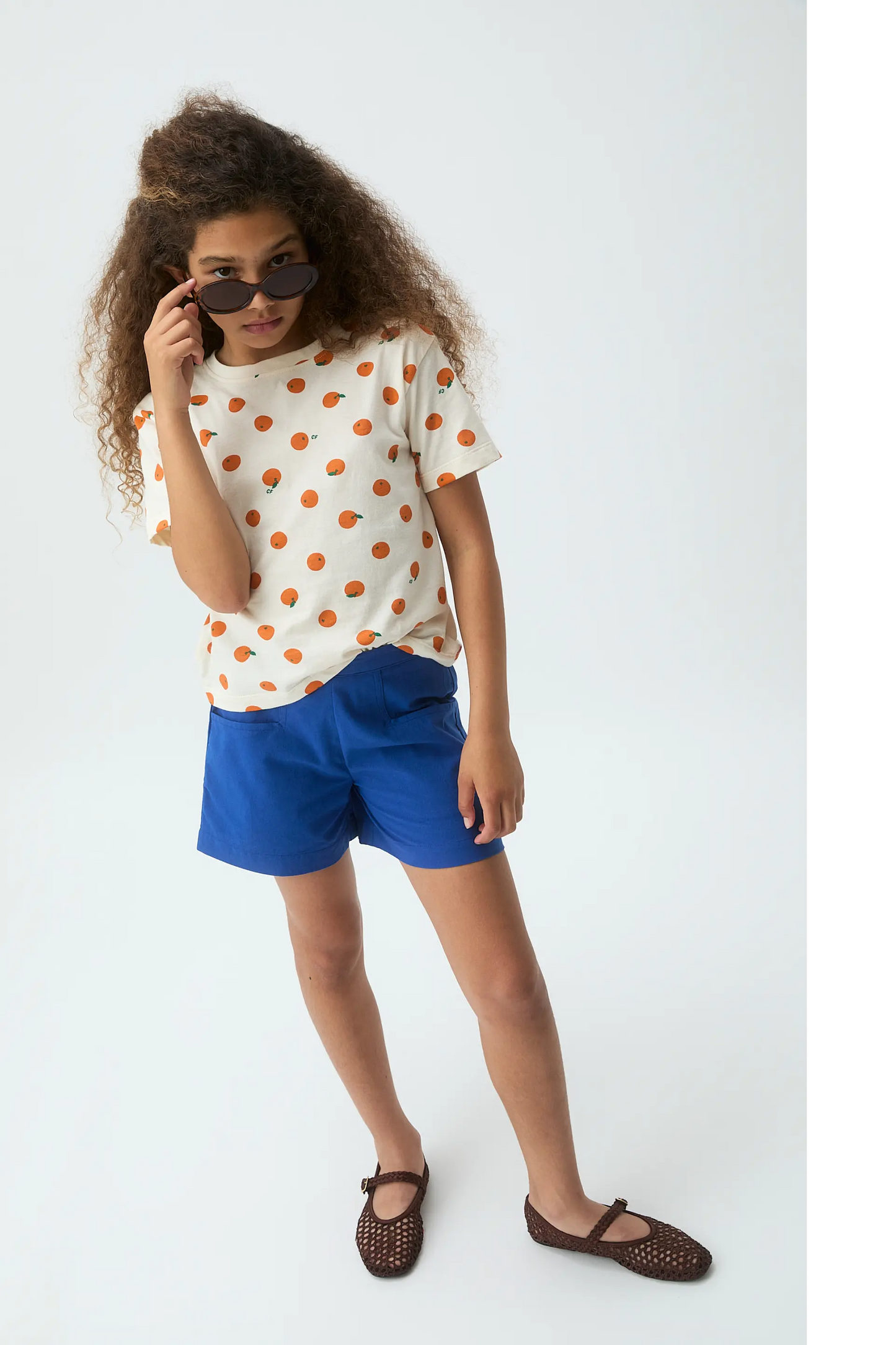 Pantaloncini da bambina, 100% cotone, blu navy