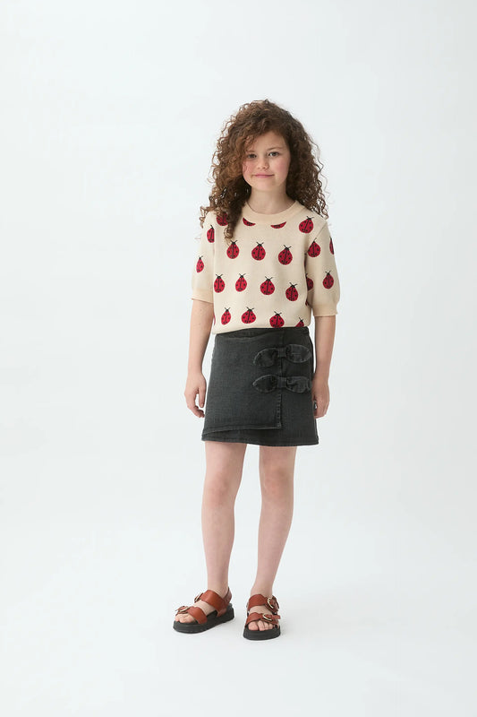 Falda corta de niña denim negro