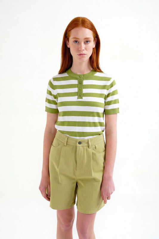 Top con estampado de rayas blanco y verde