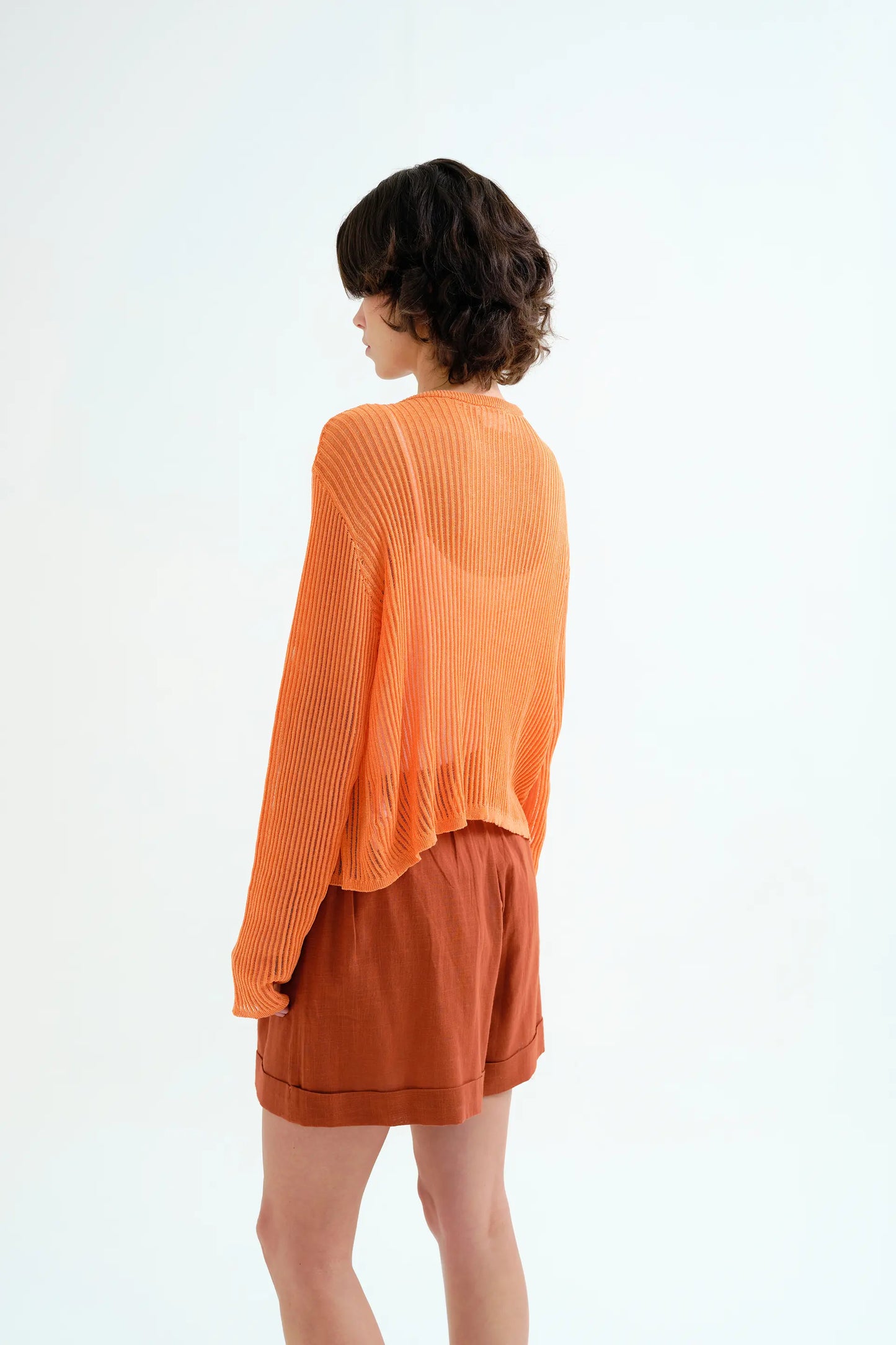 Cardigan in maglia arancione