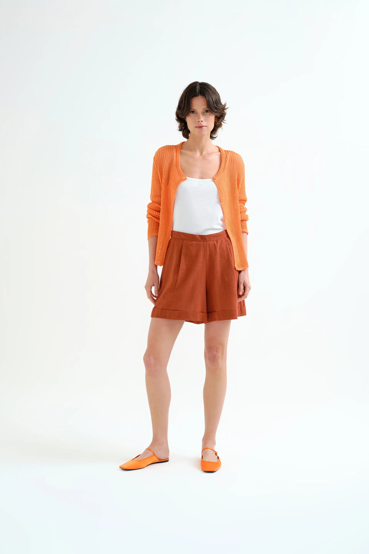Cardigan in maglia arancione