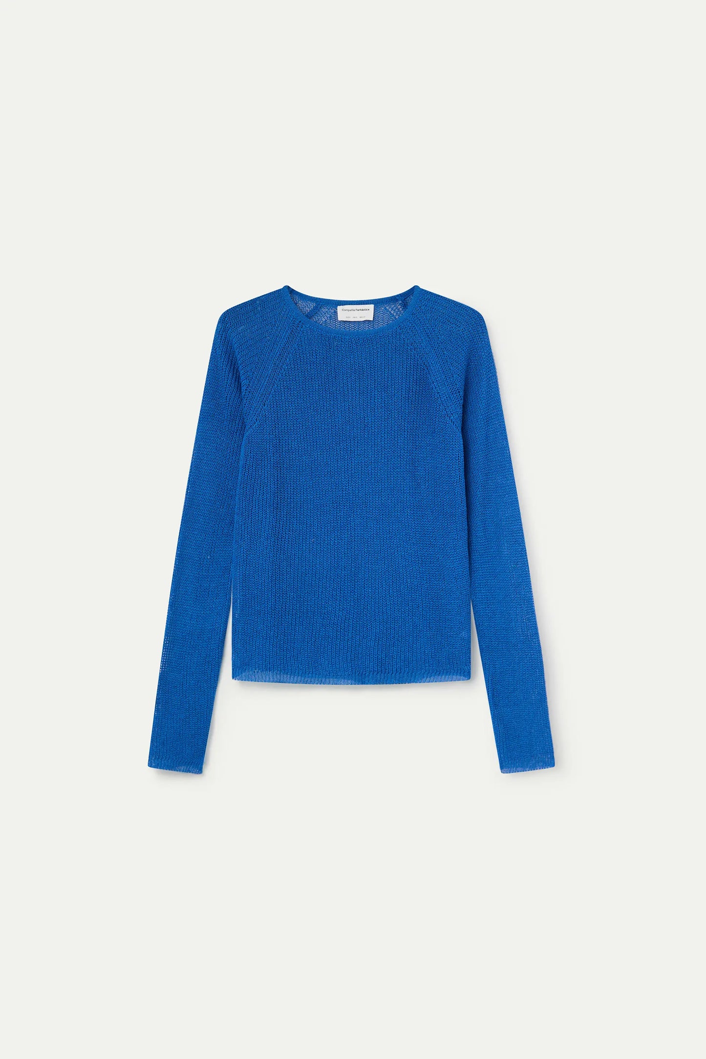 Blue openwork knit sweater