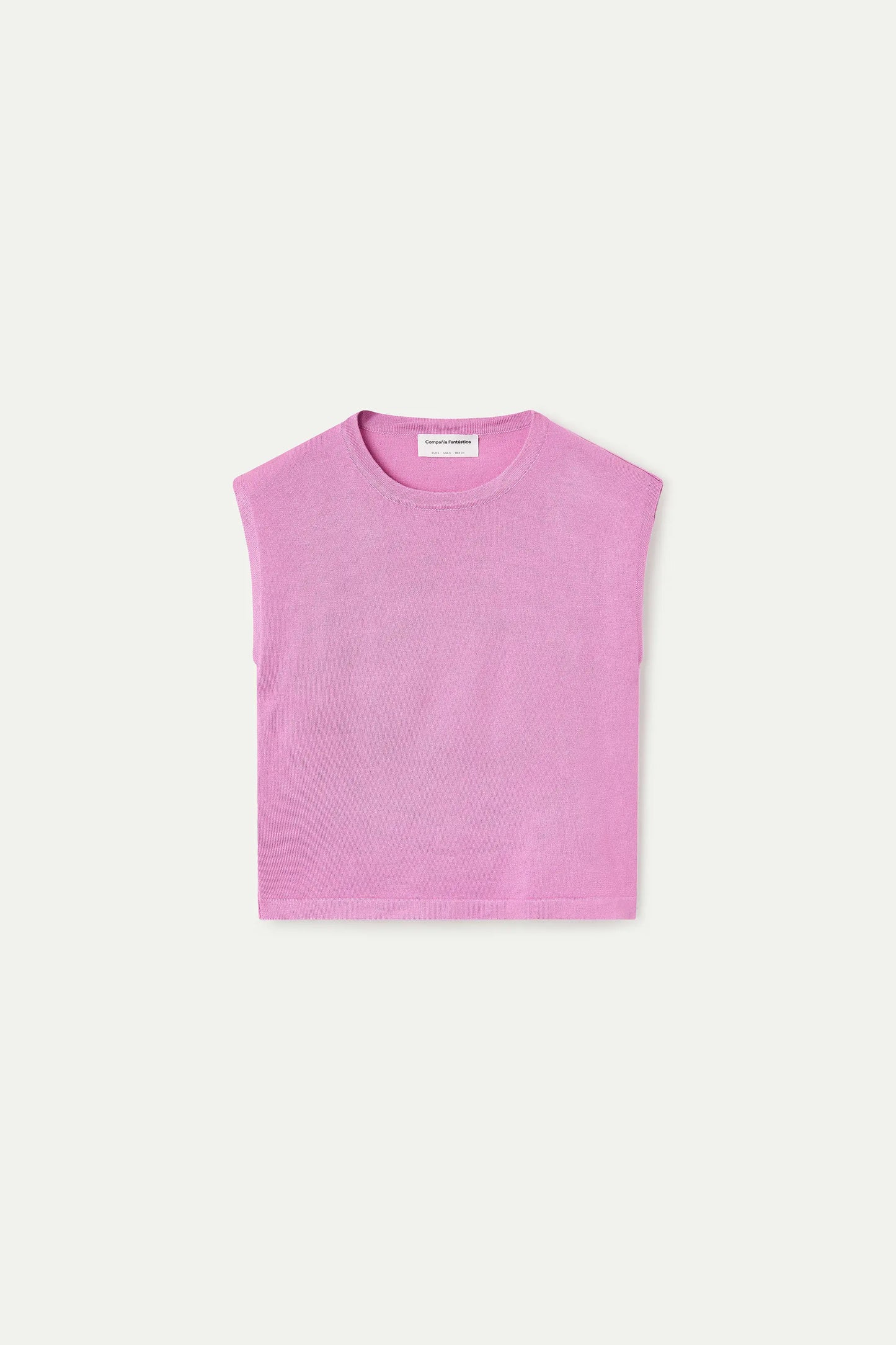 Top de punto suave rosa