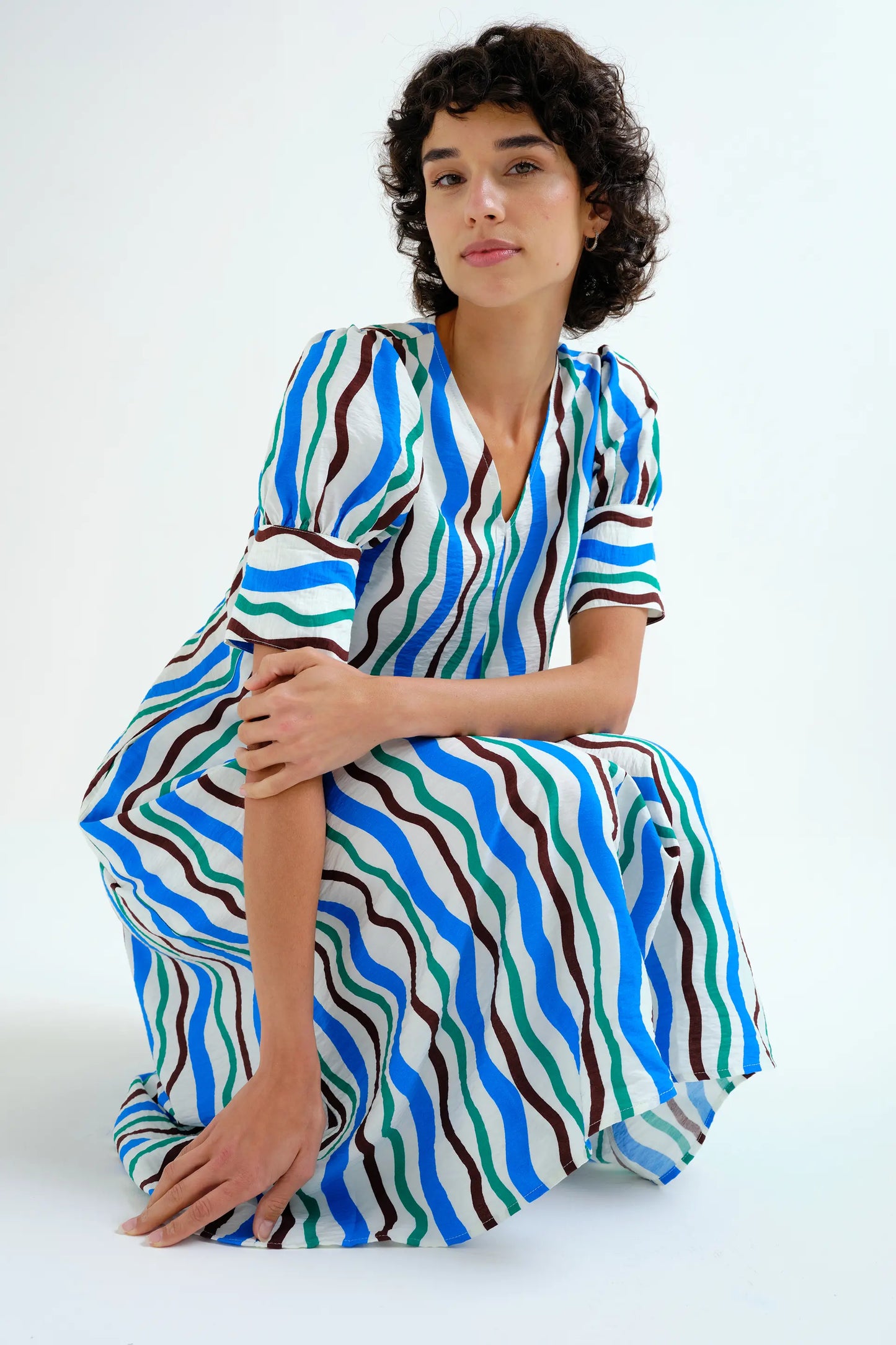 Sea &amp; Mountain print midi dress