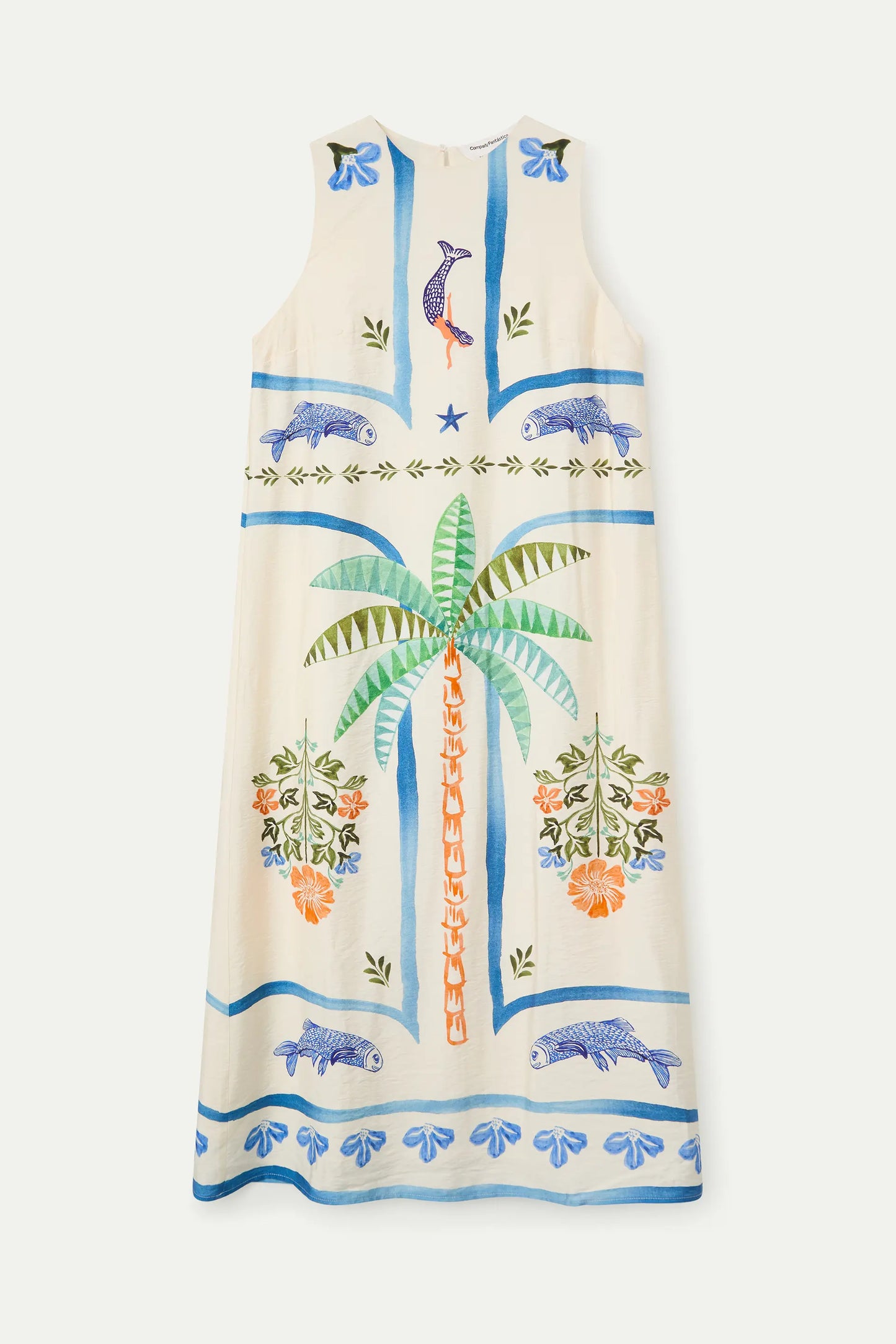 Long dress with Palm & Mermaid print