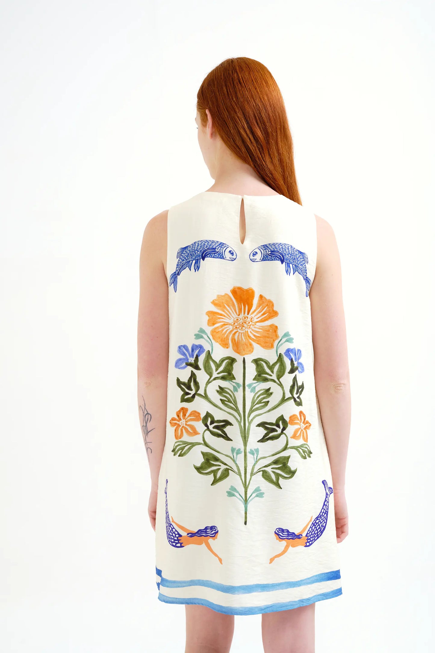 Vestido corto con estampado Palm & Mermaid