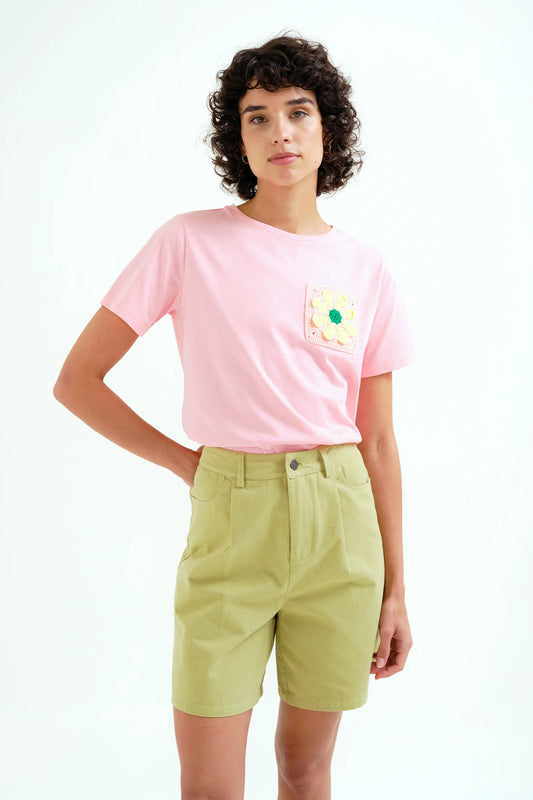 Camiseta 100% algodón con girasol bordado