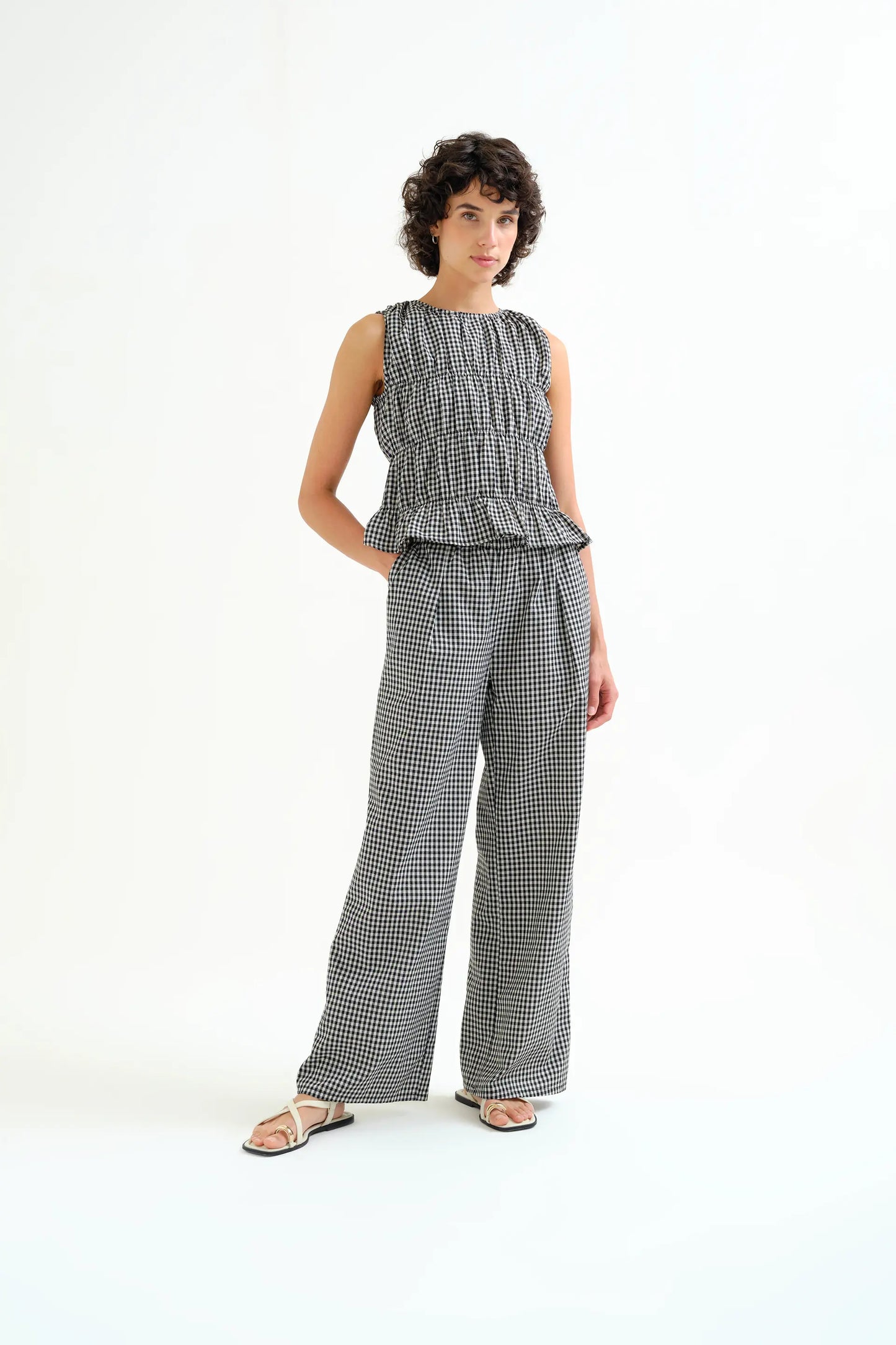 Pantaloni a quadri neri