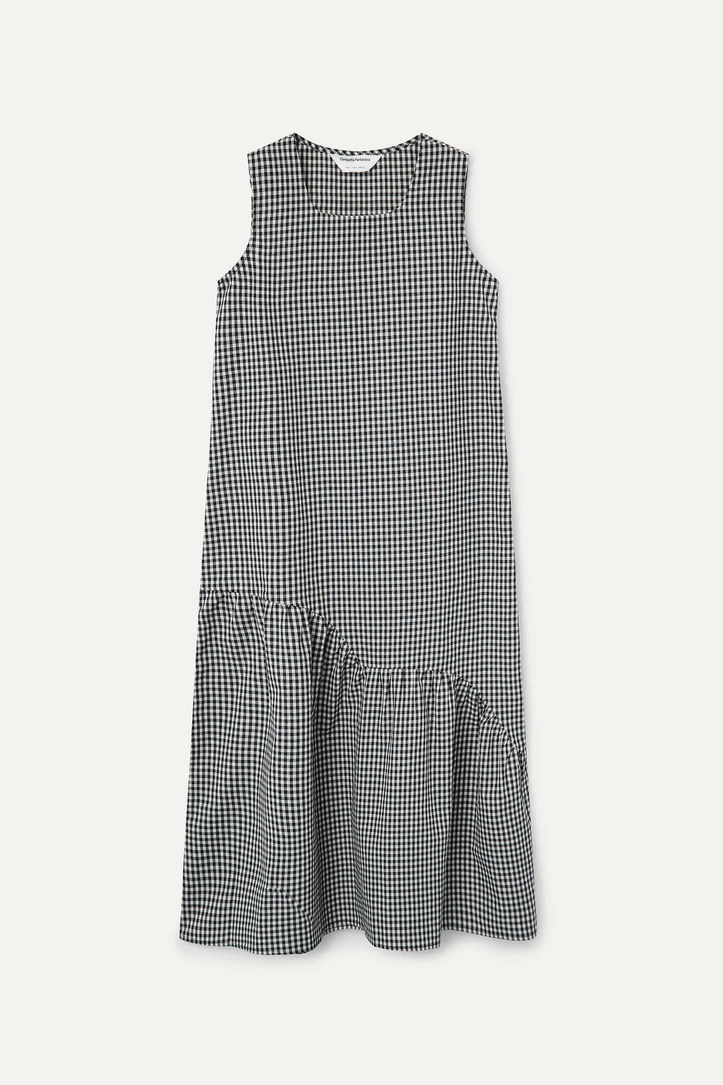 Vestido midi cuadros vichy negro
