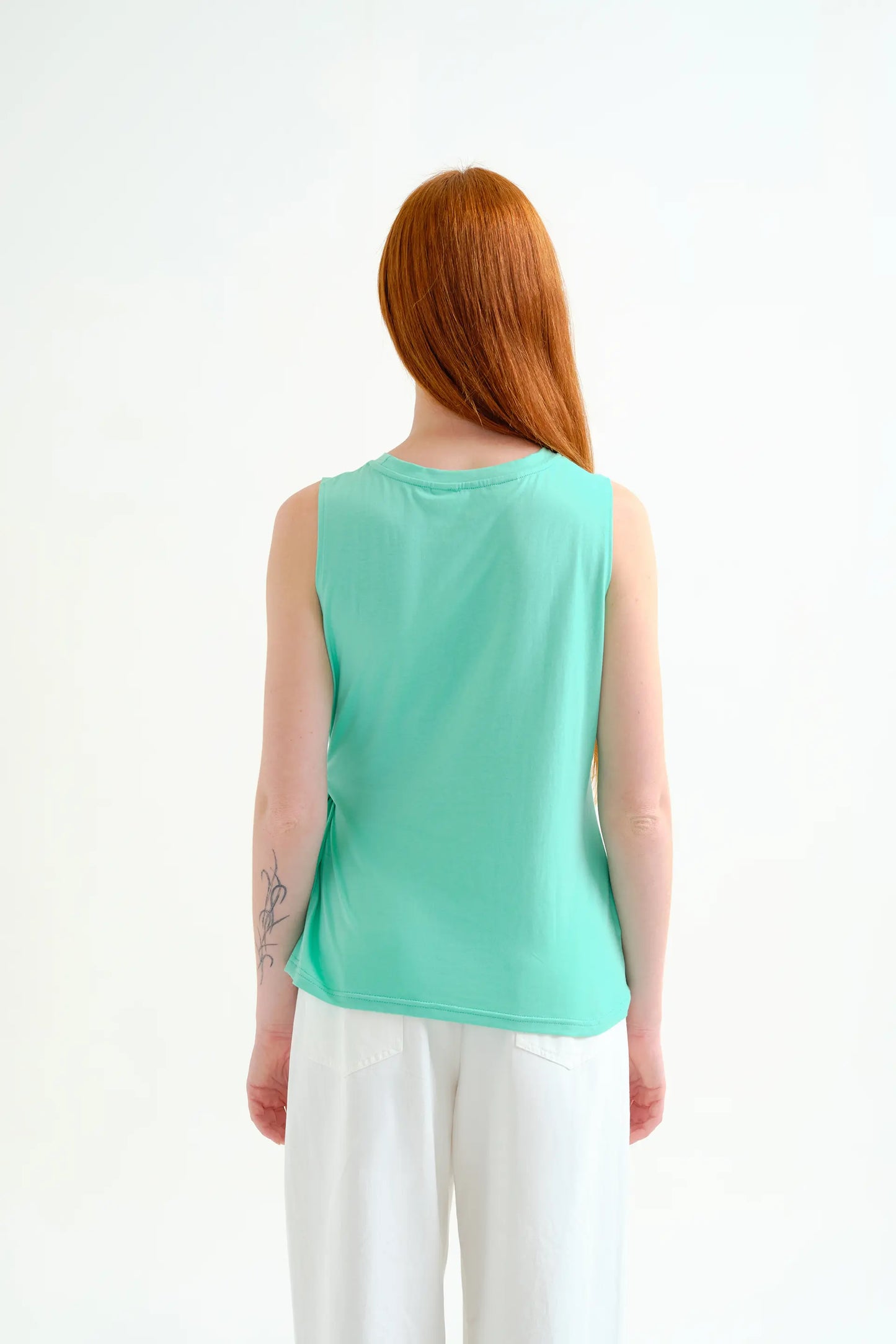 Camicia verde, 100% cotone, con dettaglio drappeggiato
