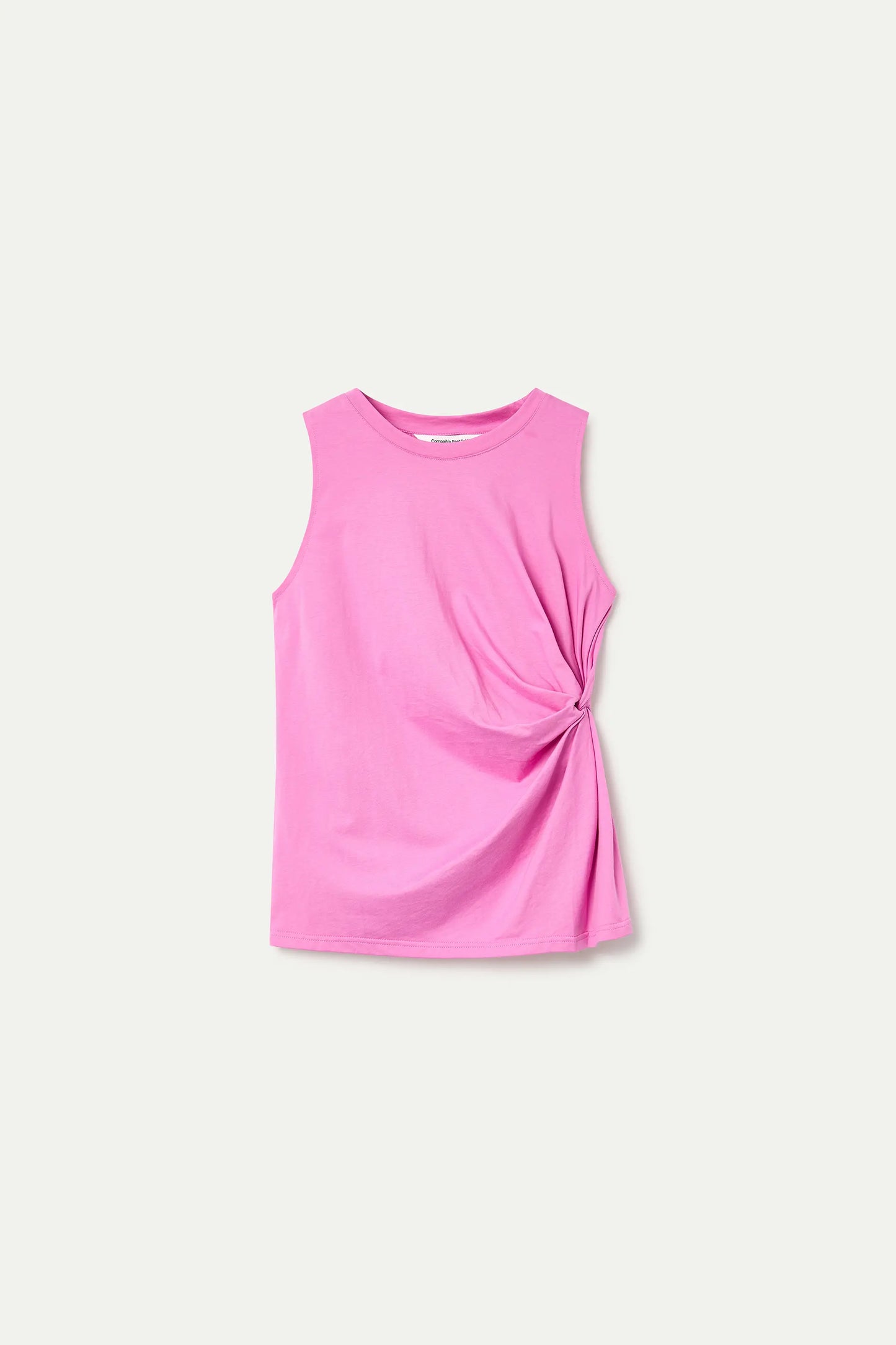Camisa rosa 100% algodón con detalle drapeado