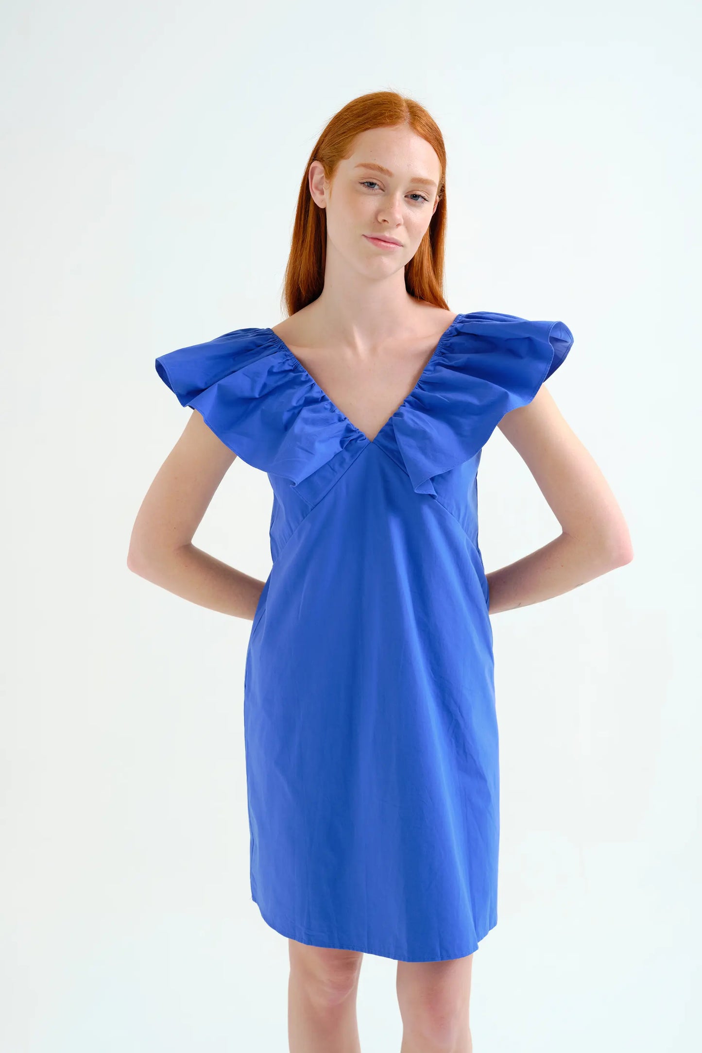 Vestido corto azul 100% algodón