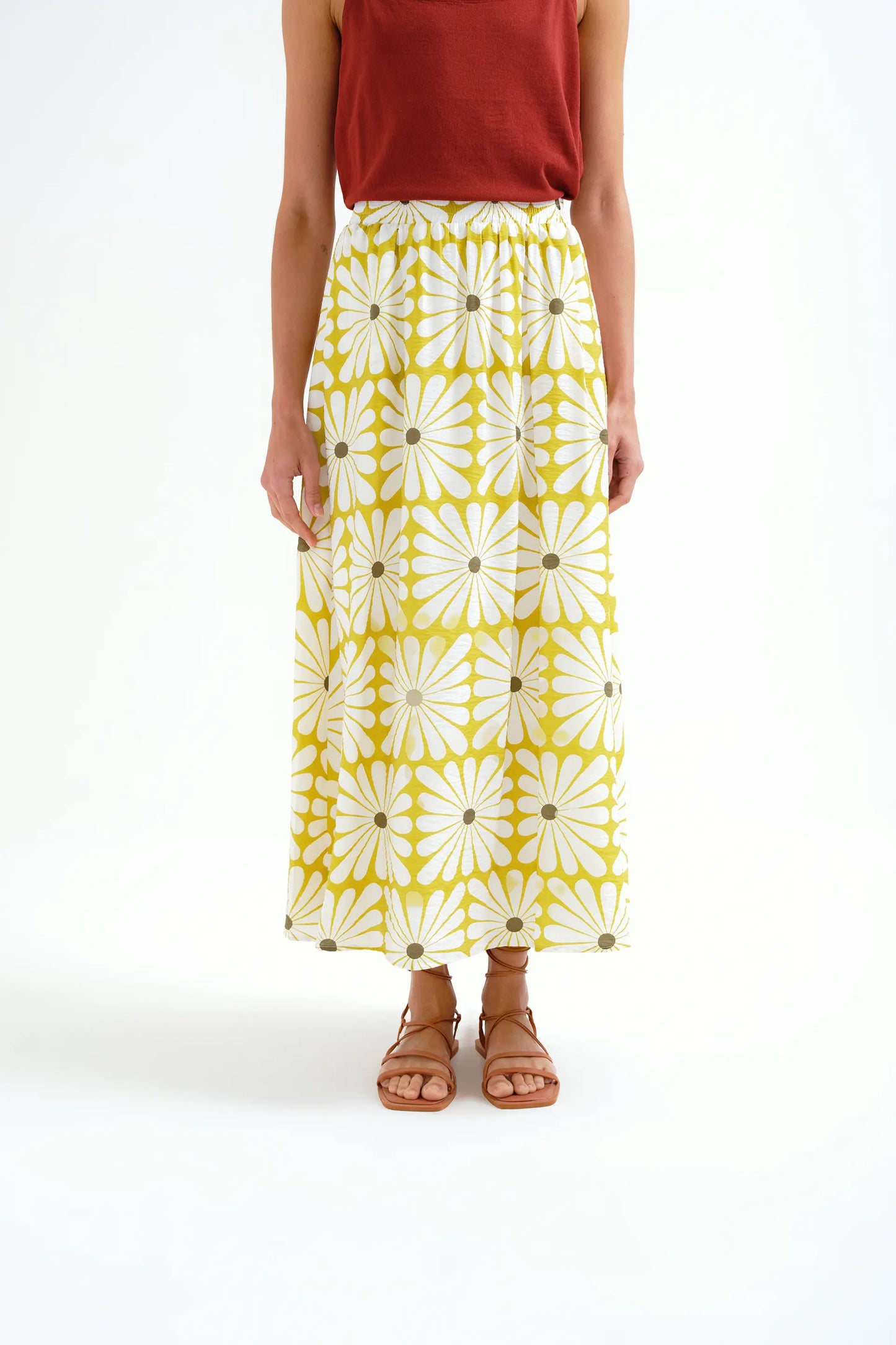 Falda larga con estampado Olive Flower