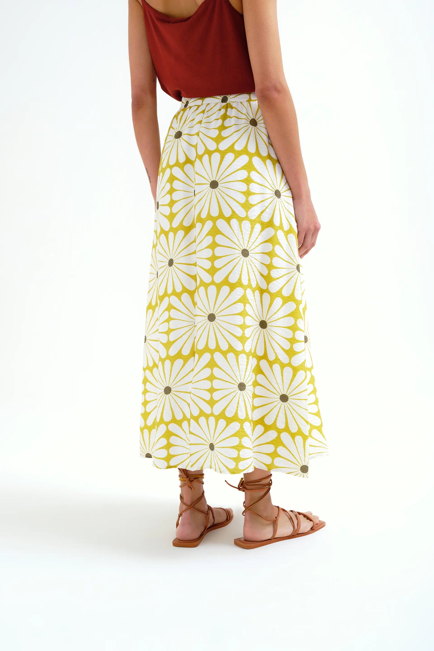 Falda larga con estampado Olive Flower