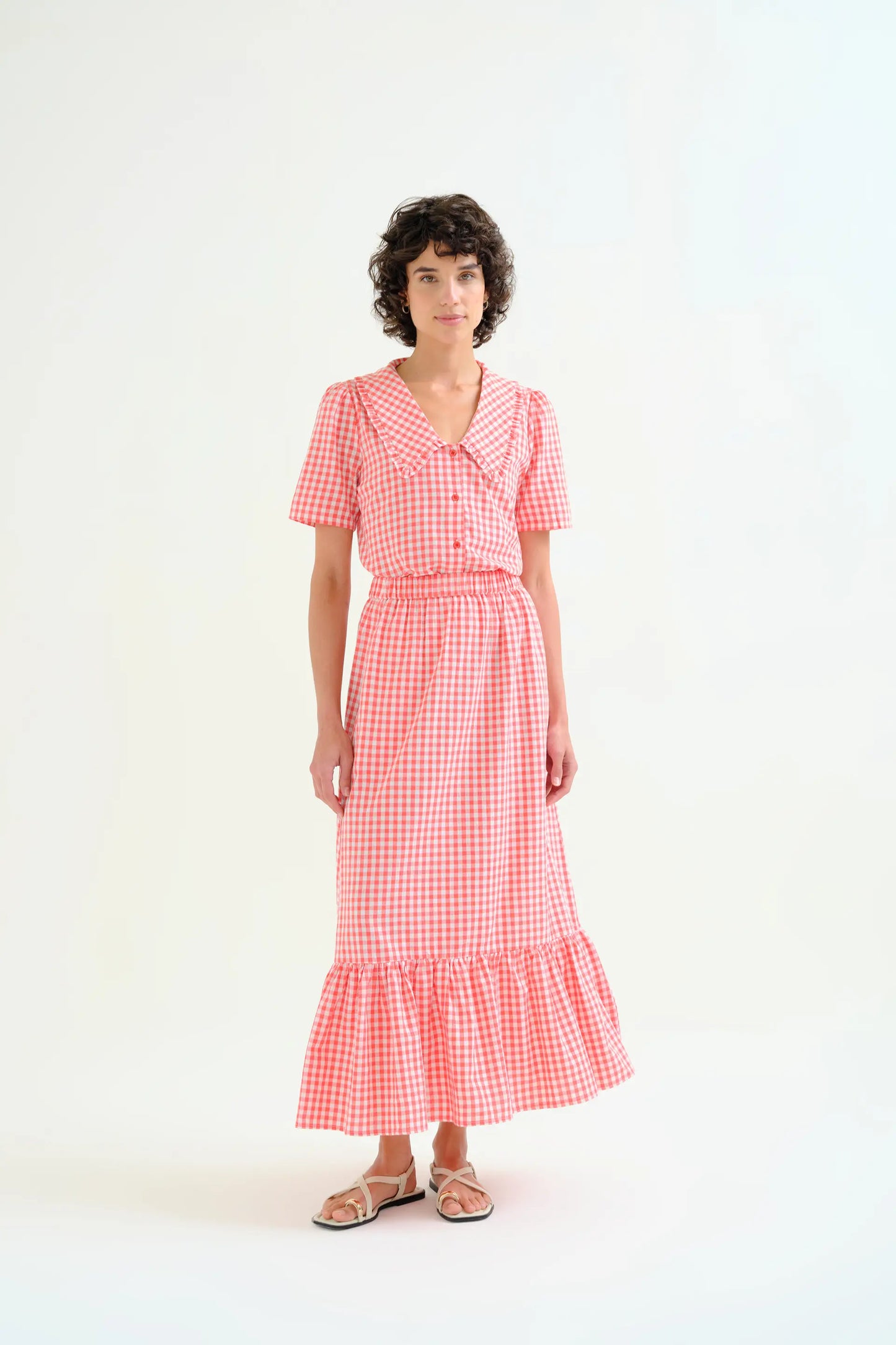Camisa cuadros vichy rojo