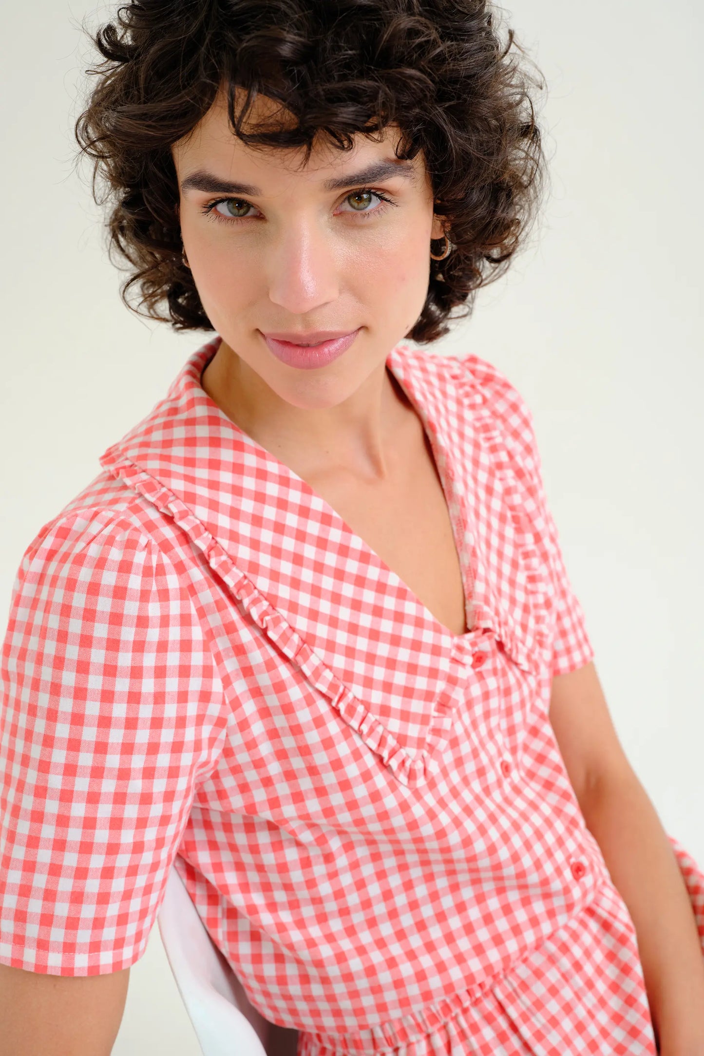 Camisa cuadros vichy rojo