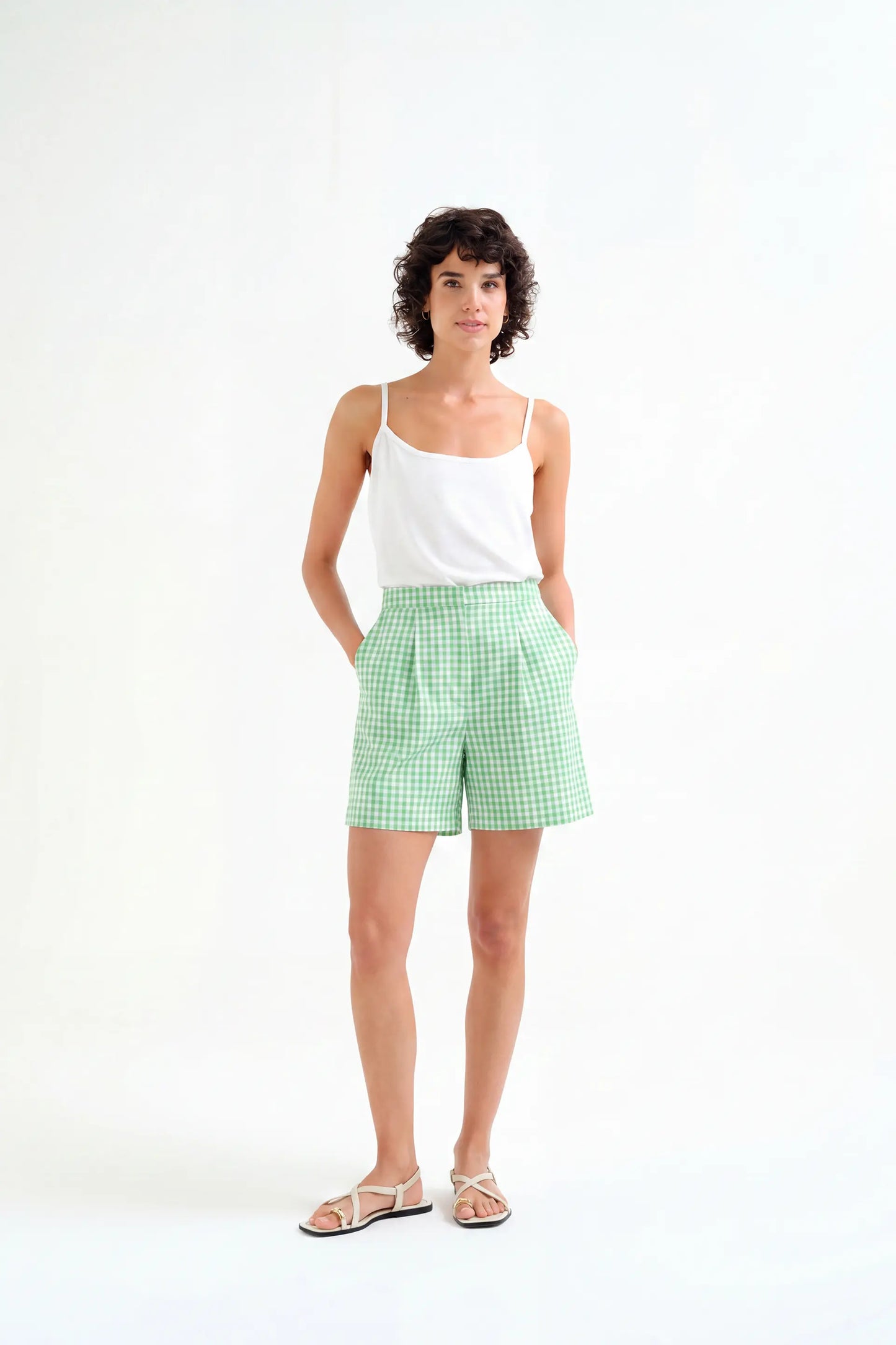 Shorts a fantasia vichy verde chiaro