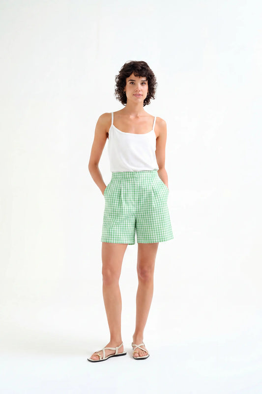 Shorts a fantasia vichy verde chiaro