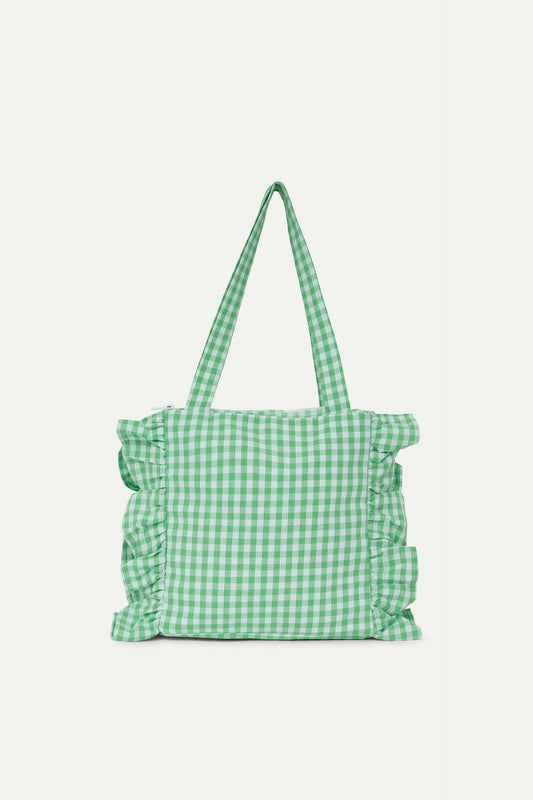 Bolso acolchado con cuadros vichy verde