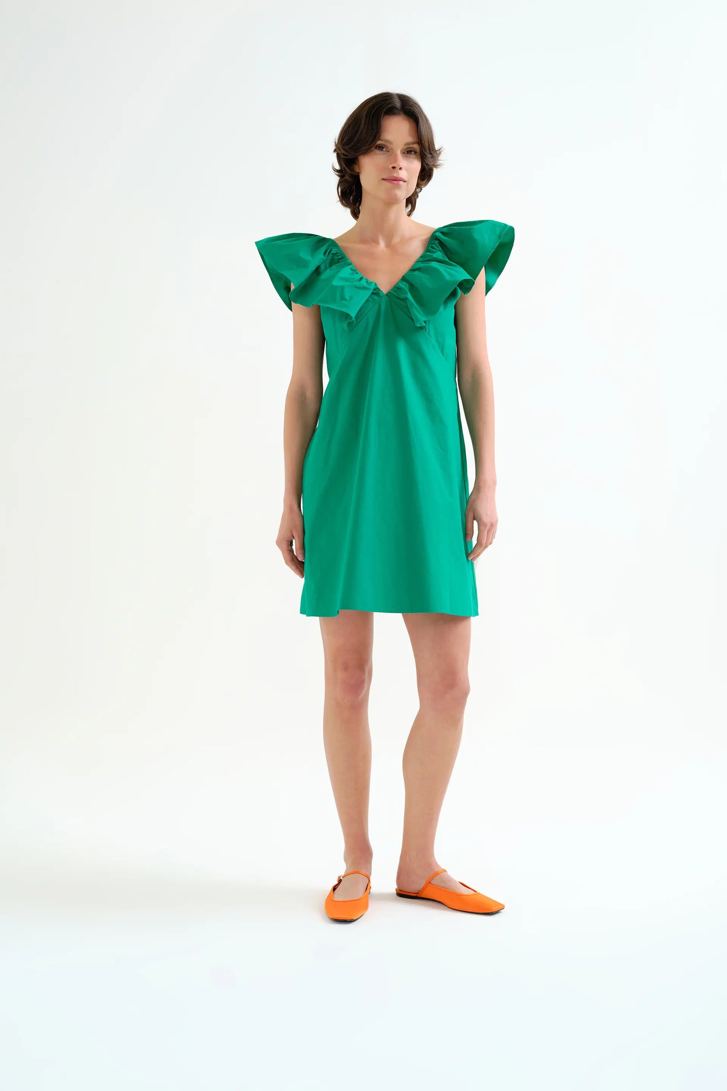 Abito corto verde, 100% cotone