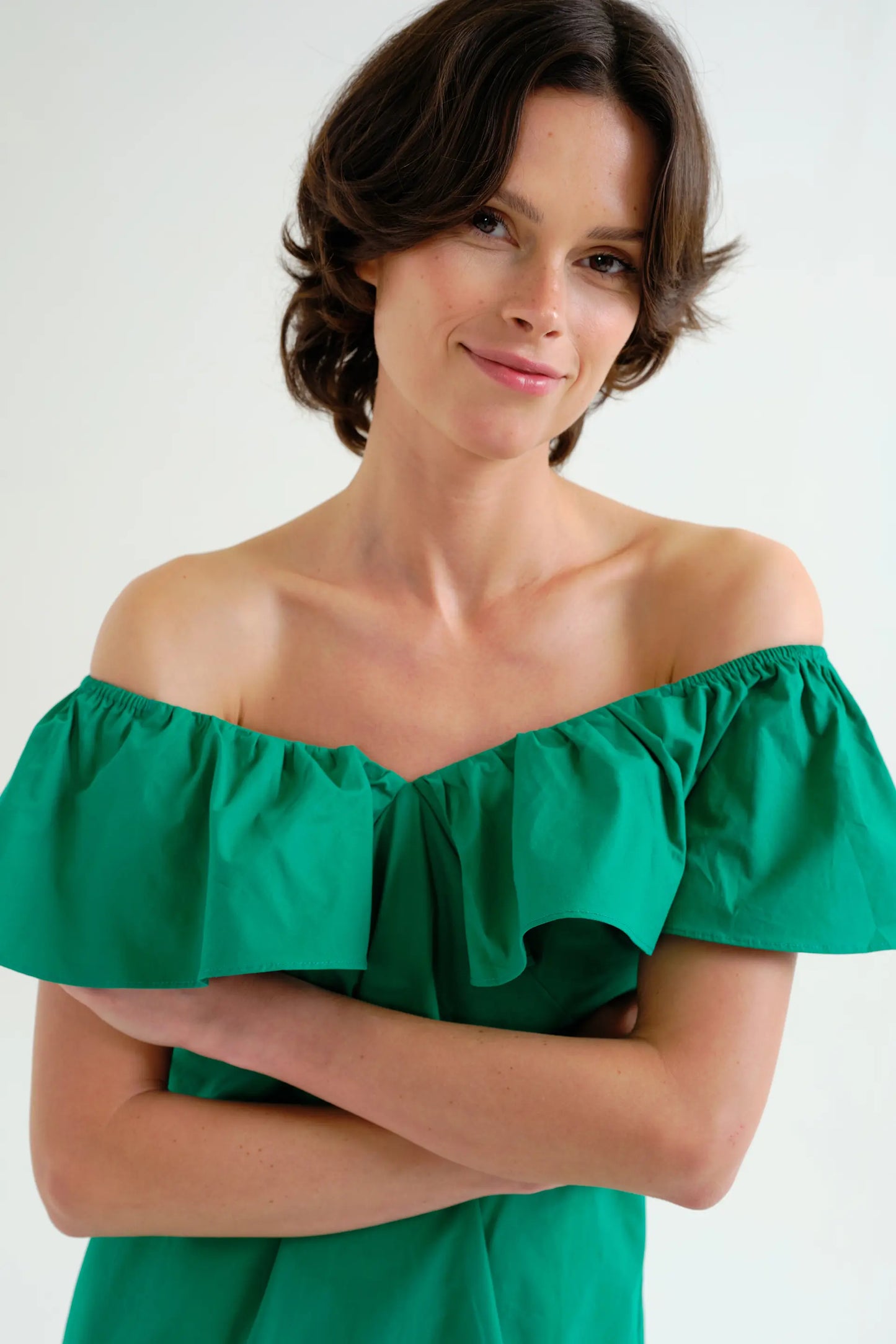 Abito corto verde, 100% cotone