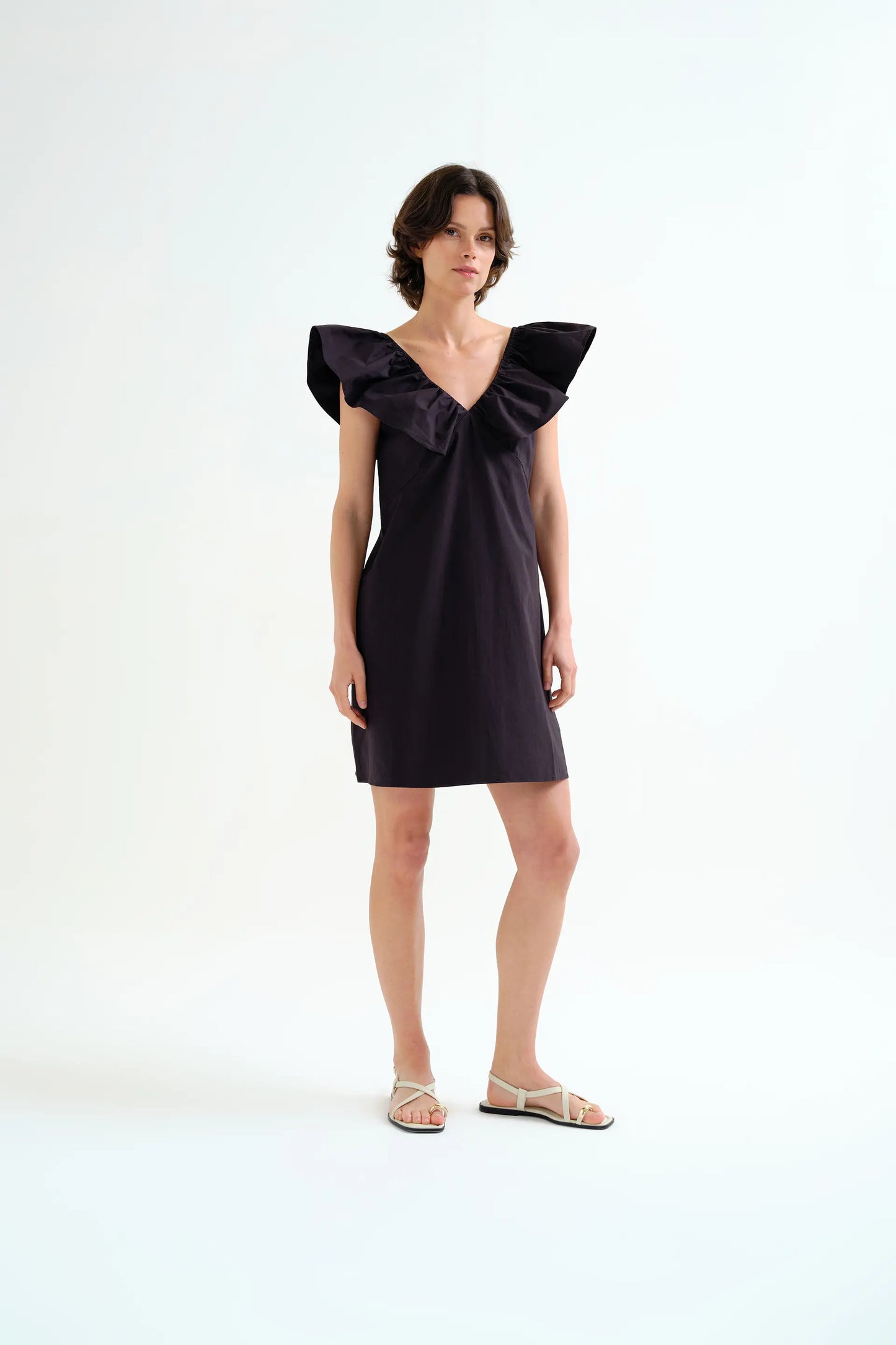 Abito corto nero, 100% cotone
