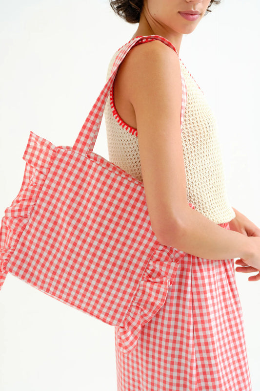 Bolso de cuadros vichy rojo