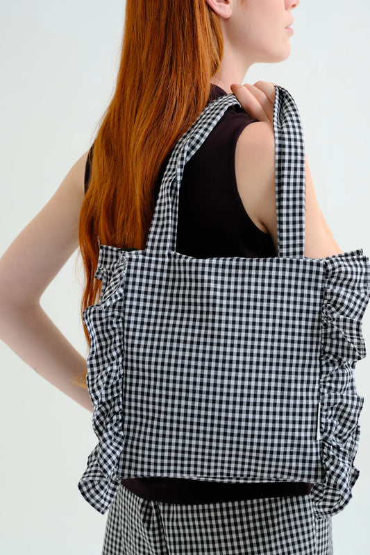 Bolso de cuadros vichy negro