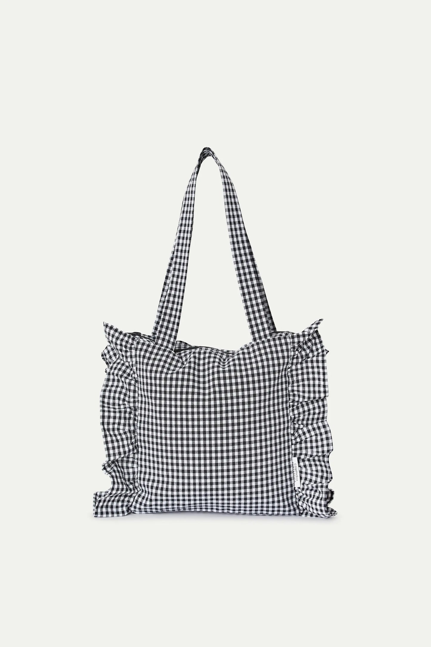 Black gingham check bag