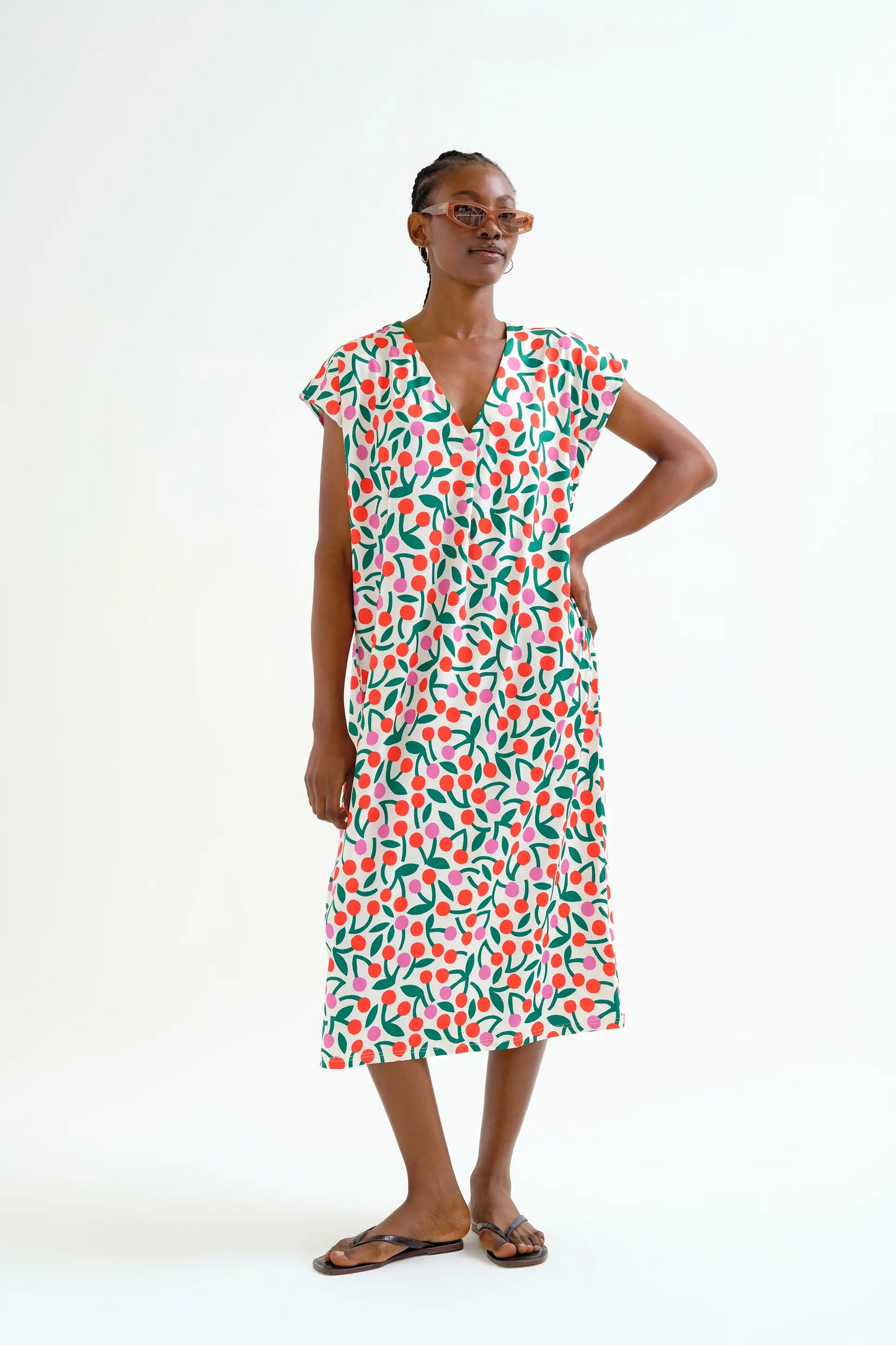 Kaftan largo con estampado Guinda