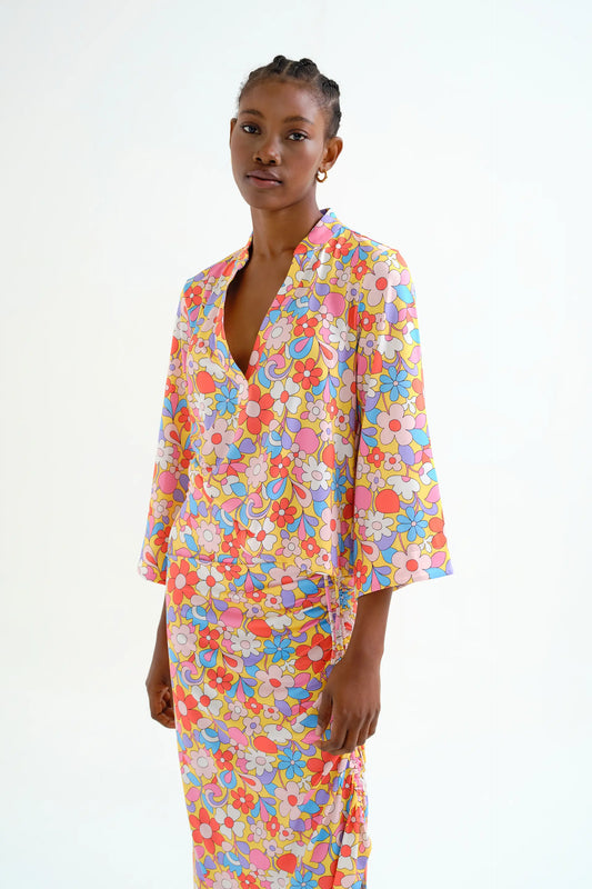 Top playero con estampado Bloom