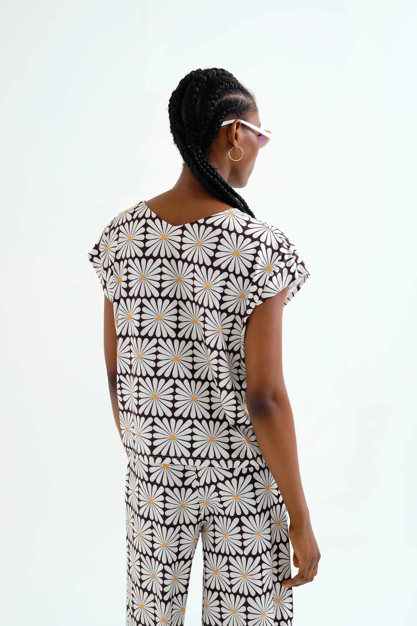 Top playero con estampado Olive Flower Black