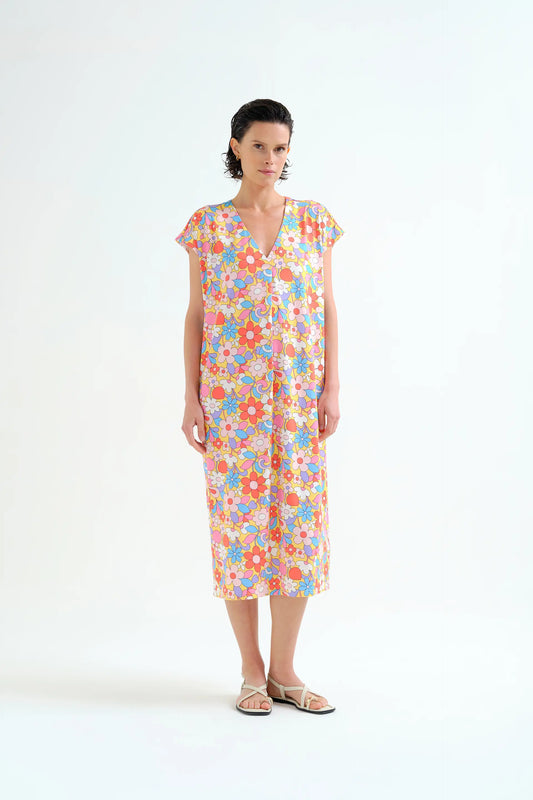 Kaftan largo con estampado Bloom