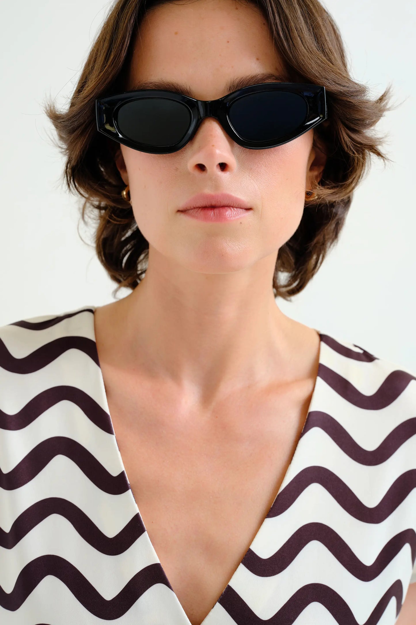 Long kaftan with Wave print Black &amp; White