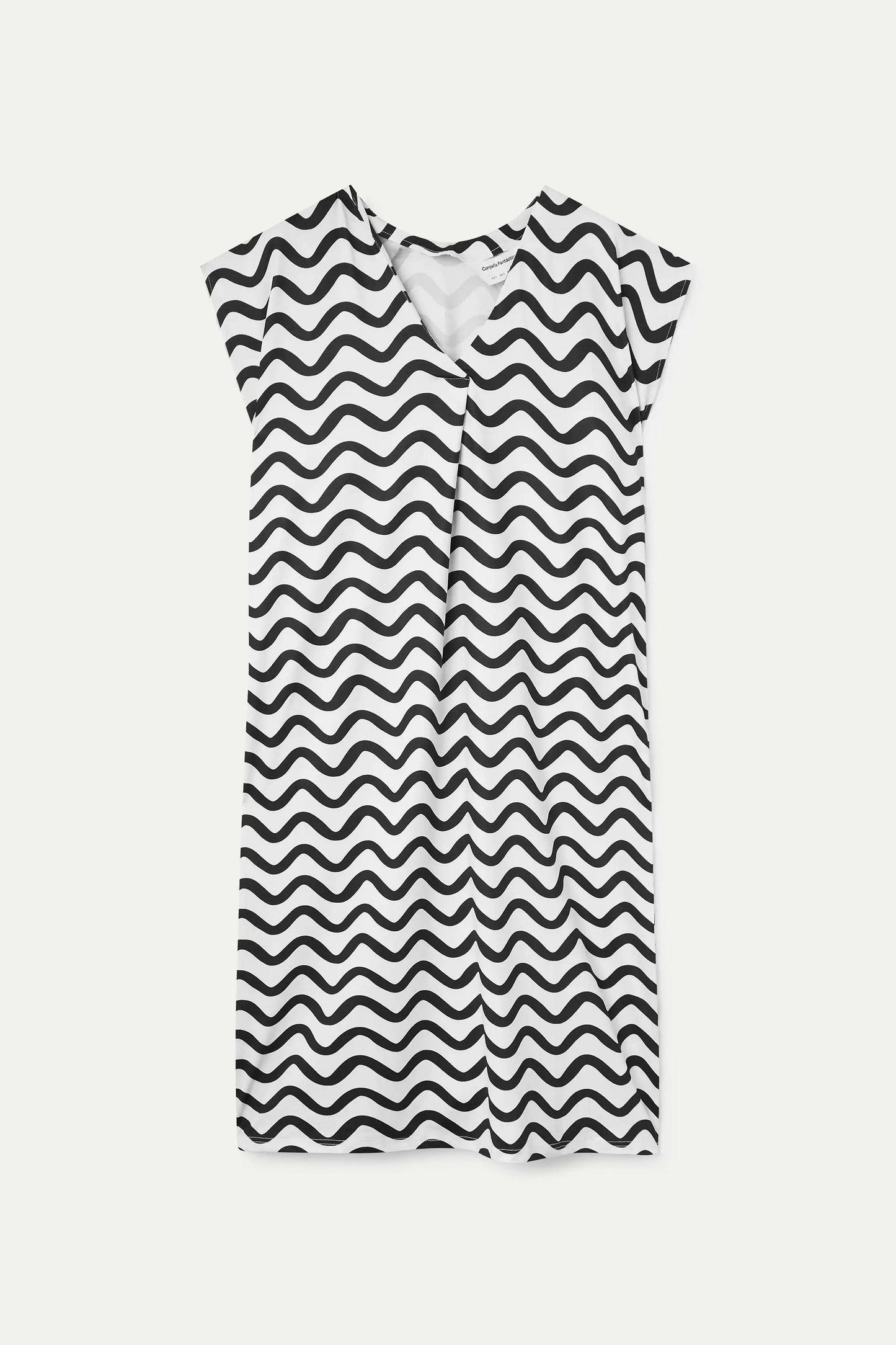 Long kaftan with Wave print Black &amp; White