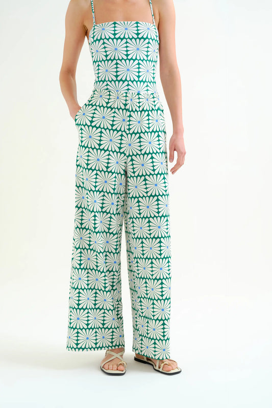 Pantaloni con stampa Olive Flower Green