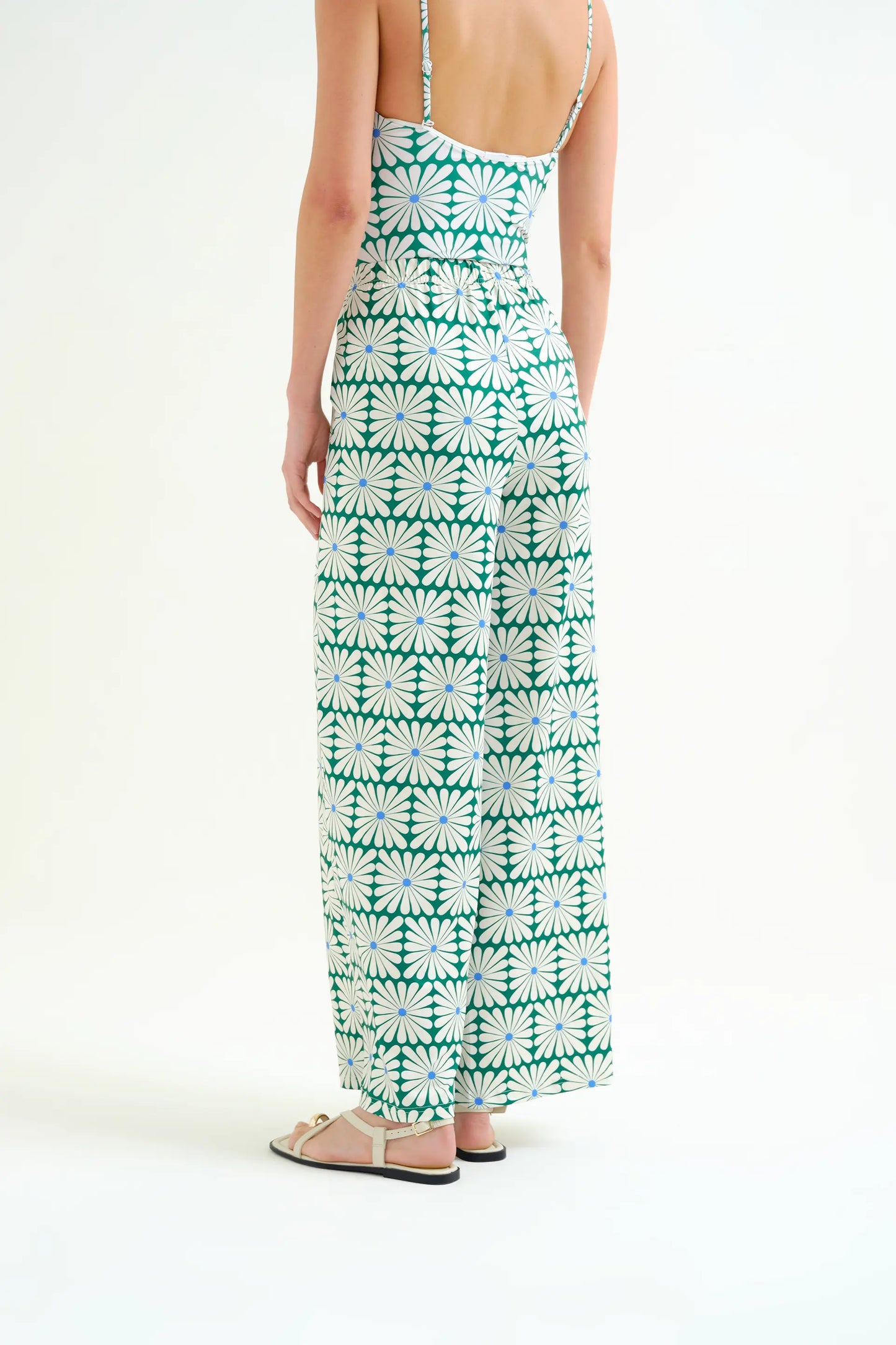 Pantaloni con stampa Olive Flower Green
