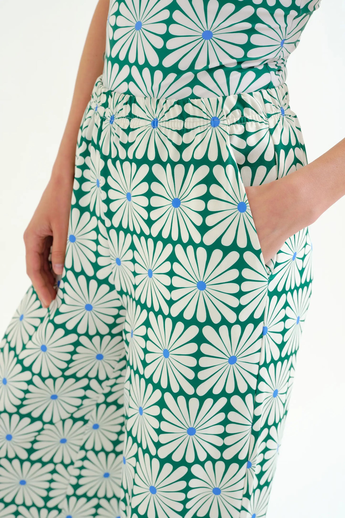 Pantaloni con stampa Olive Flower Green