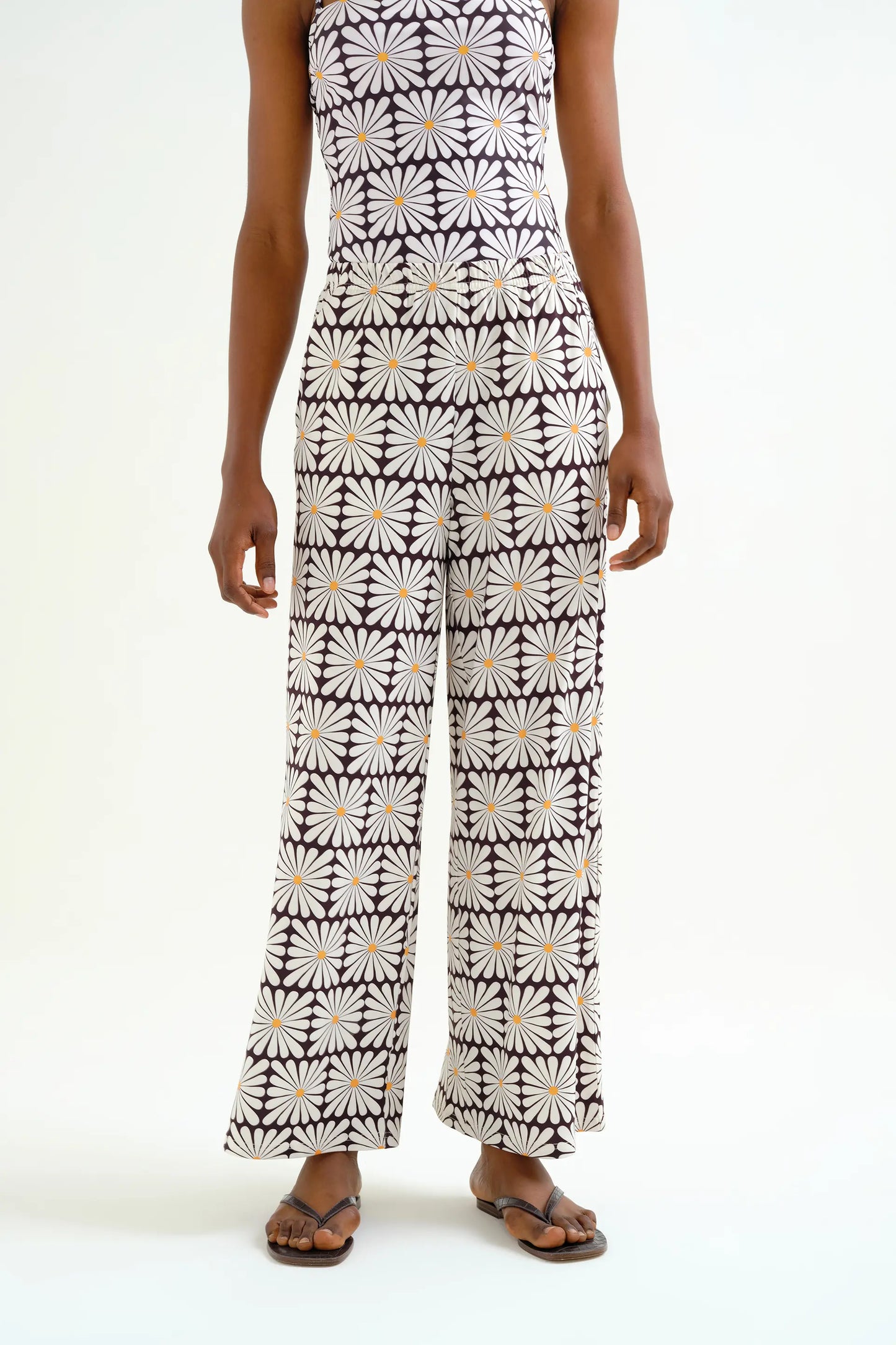 Pantaloni con stampa Olive Flower, Nero