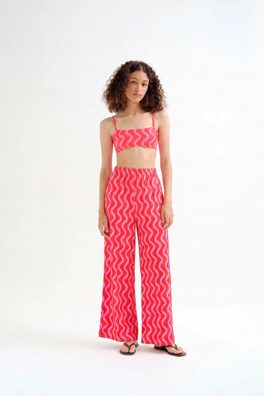Pantalón con estampado Wave Red & Pink