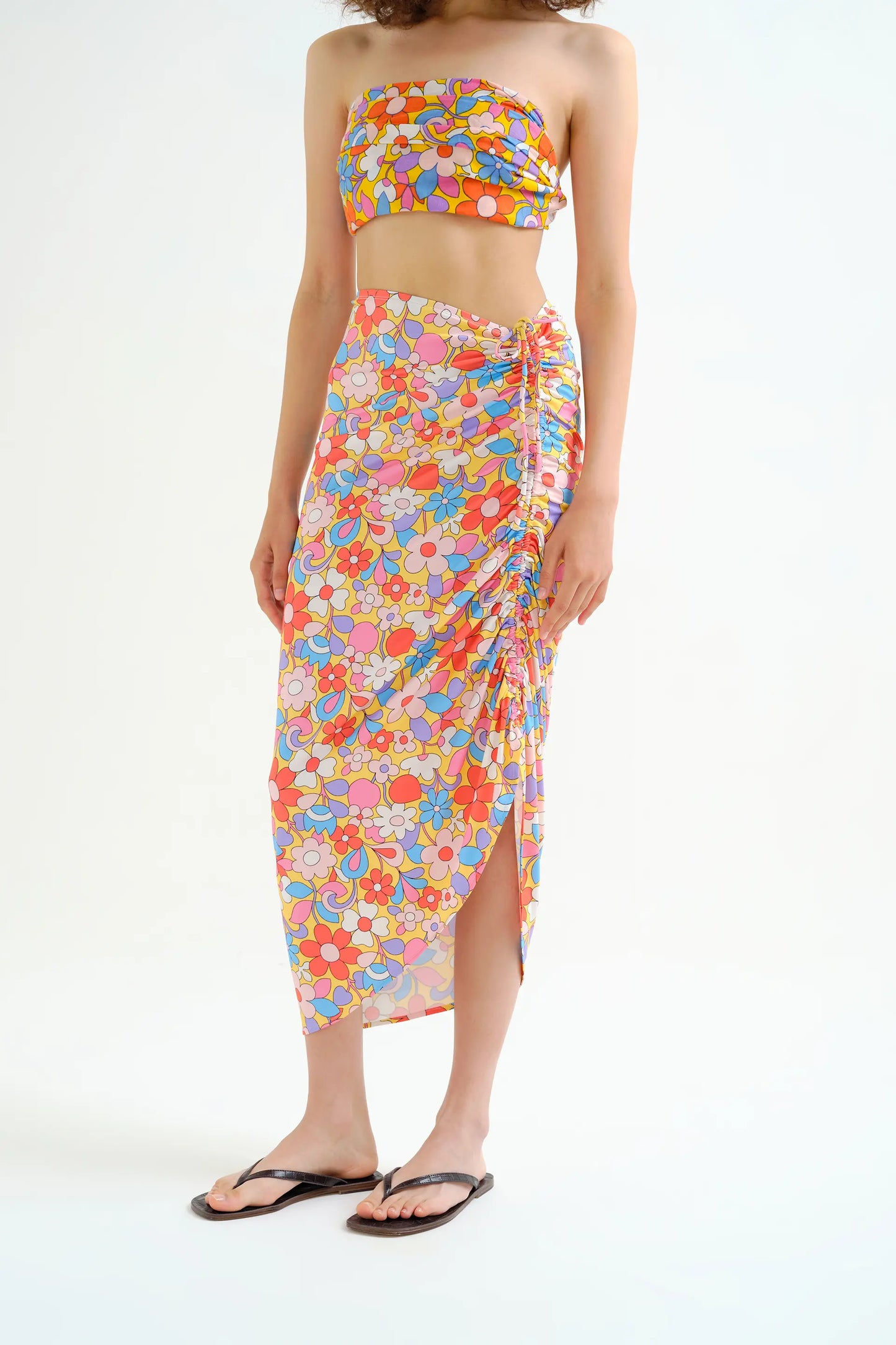 Bloom print midi skirt