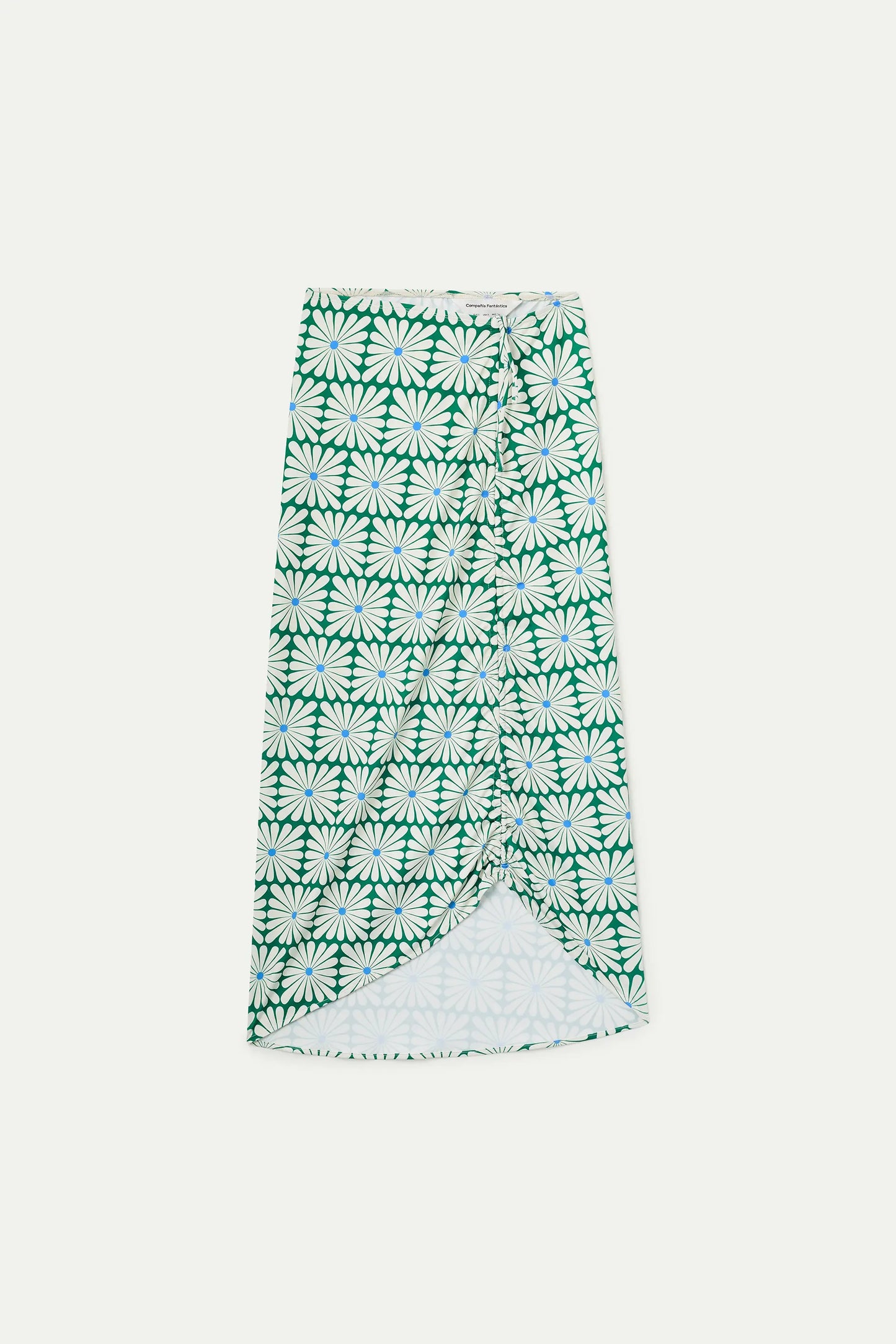 Midi skirt with Olive Flower Green print
