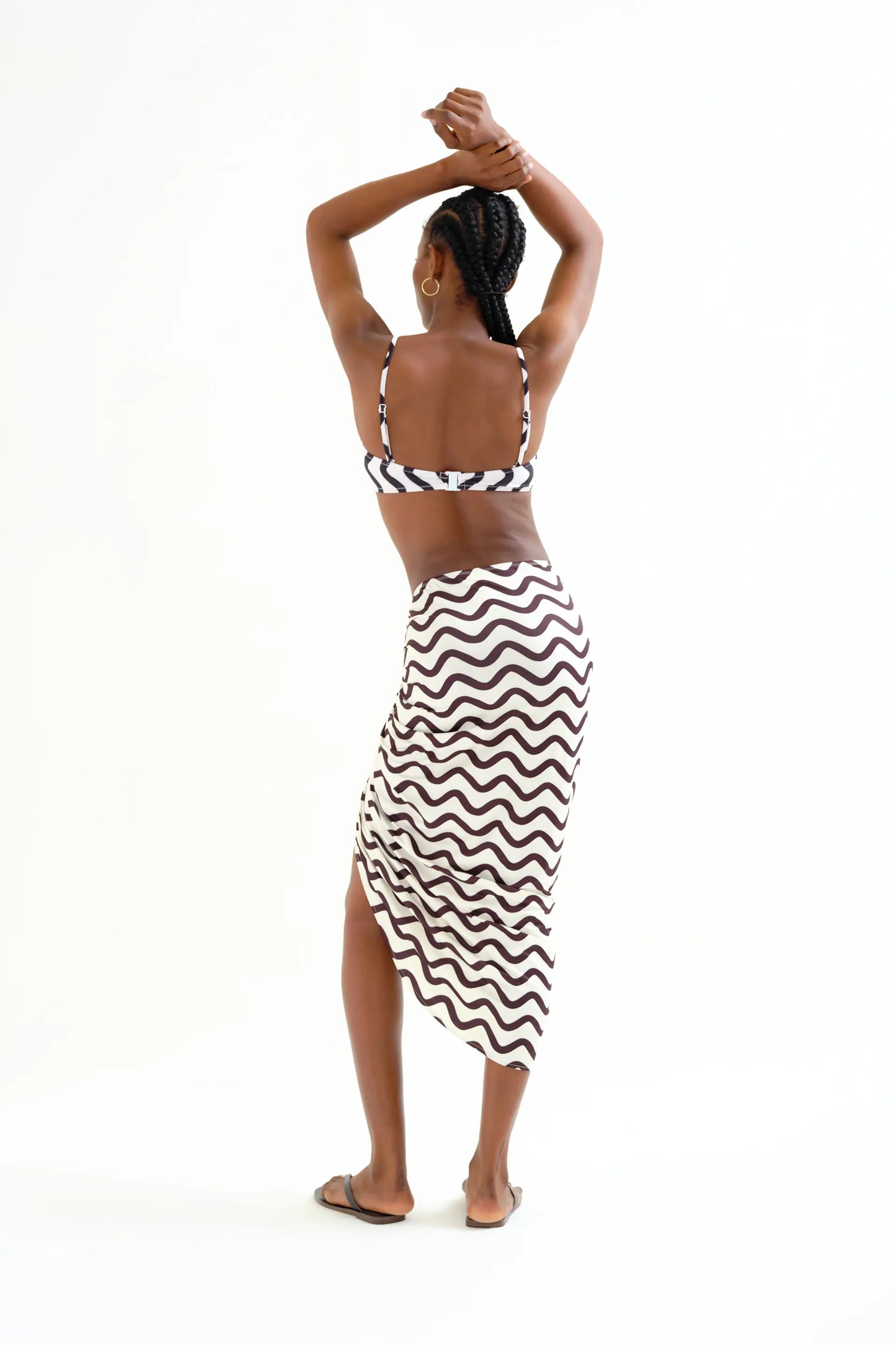 Falda midi con estampado Wave Black & White