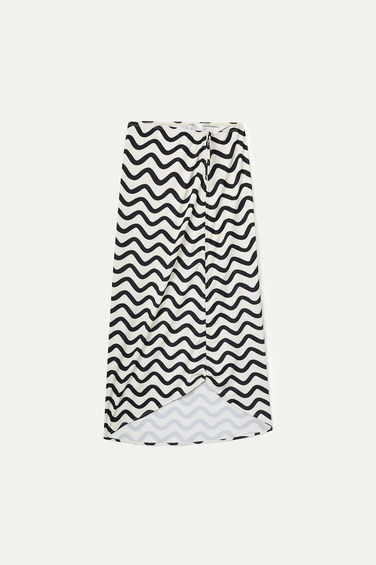Falda midi con estampado Wave Black & White