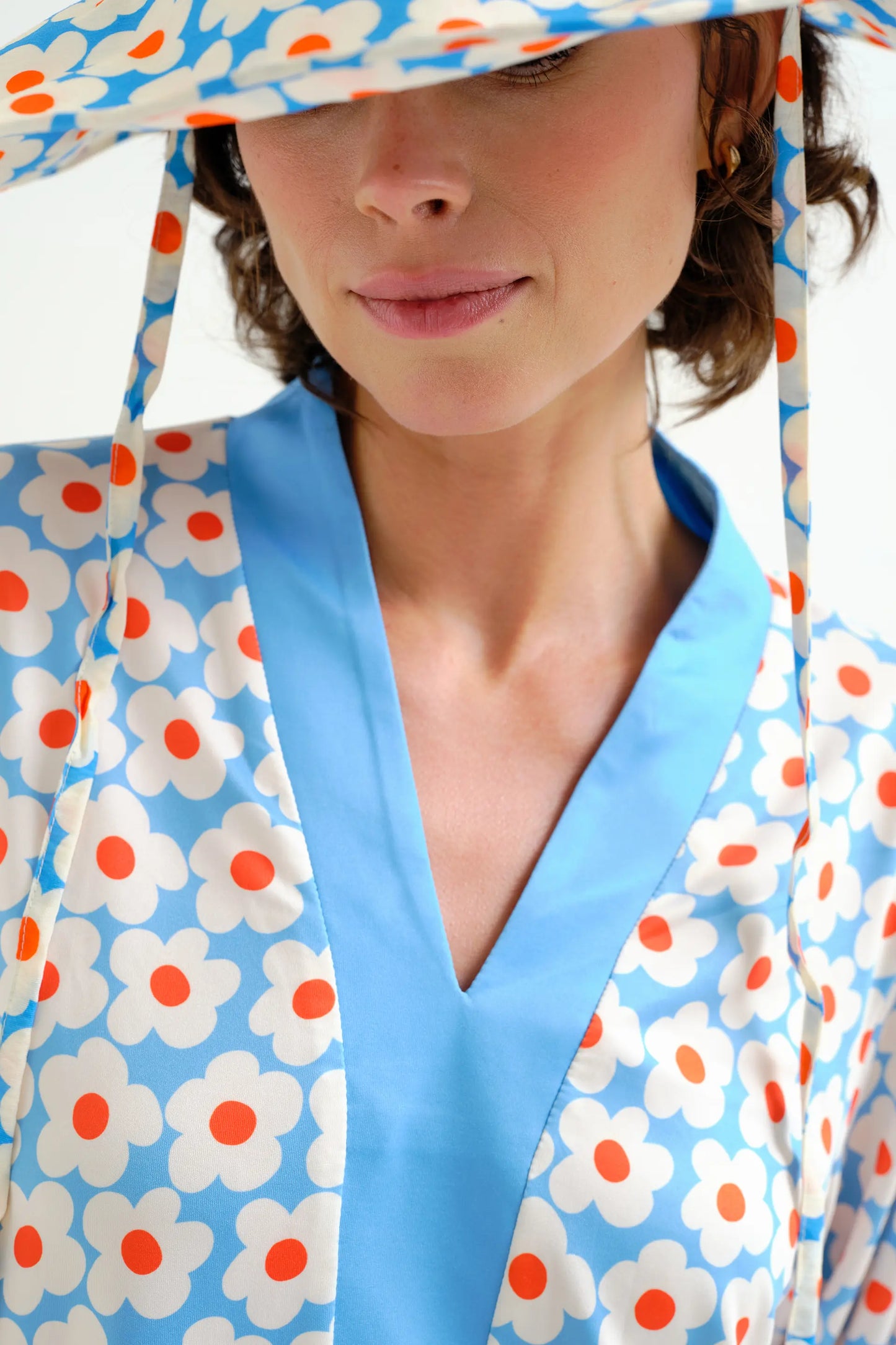 Short kaftan with popcorn print