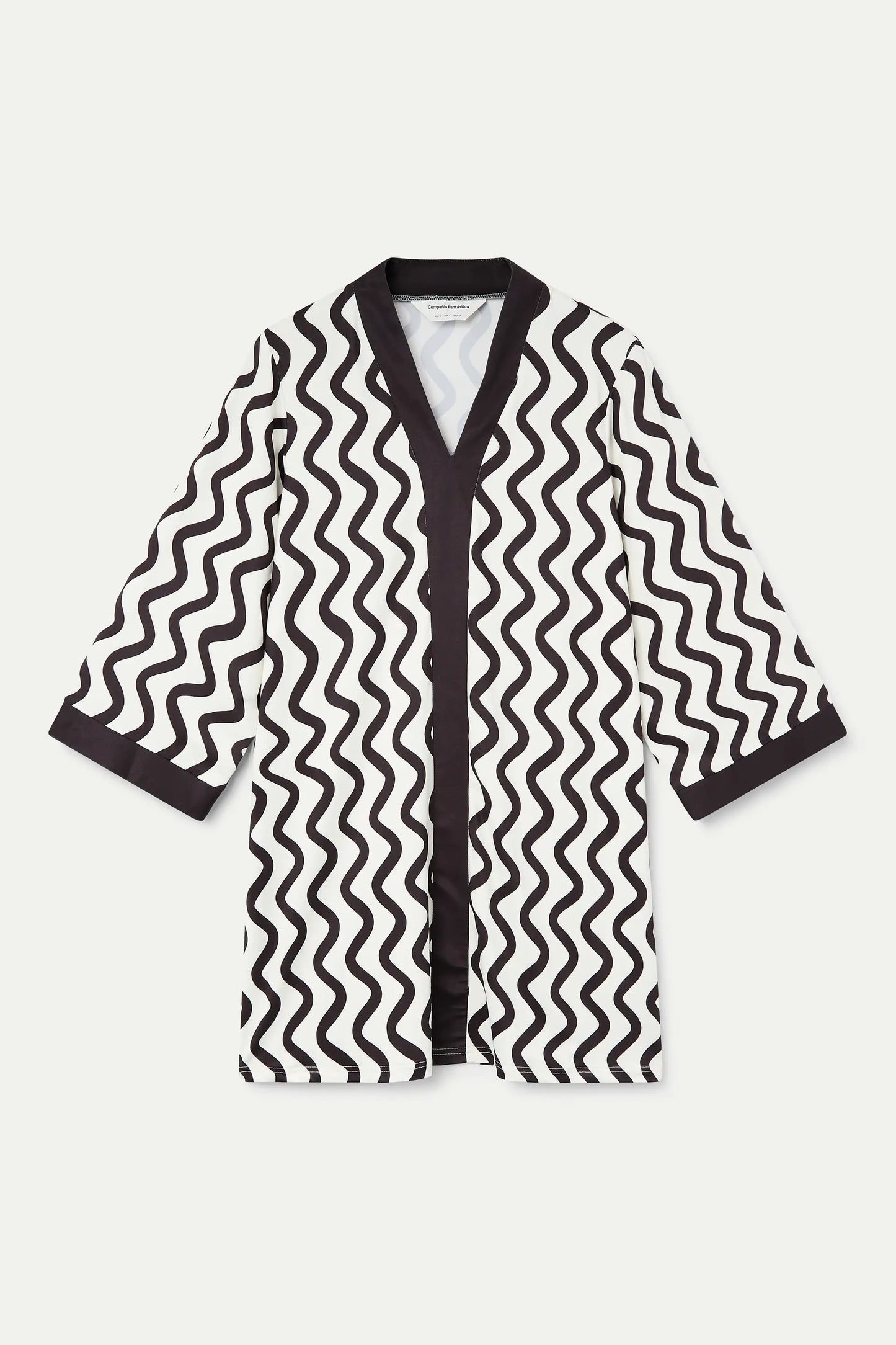 Kaftan corto con estampado Wave Black & White