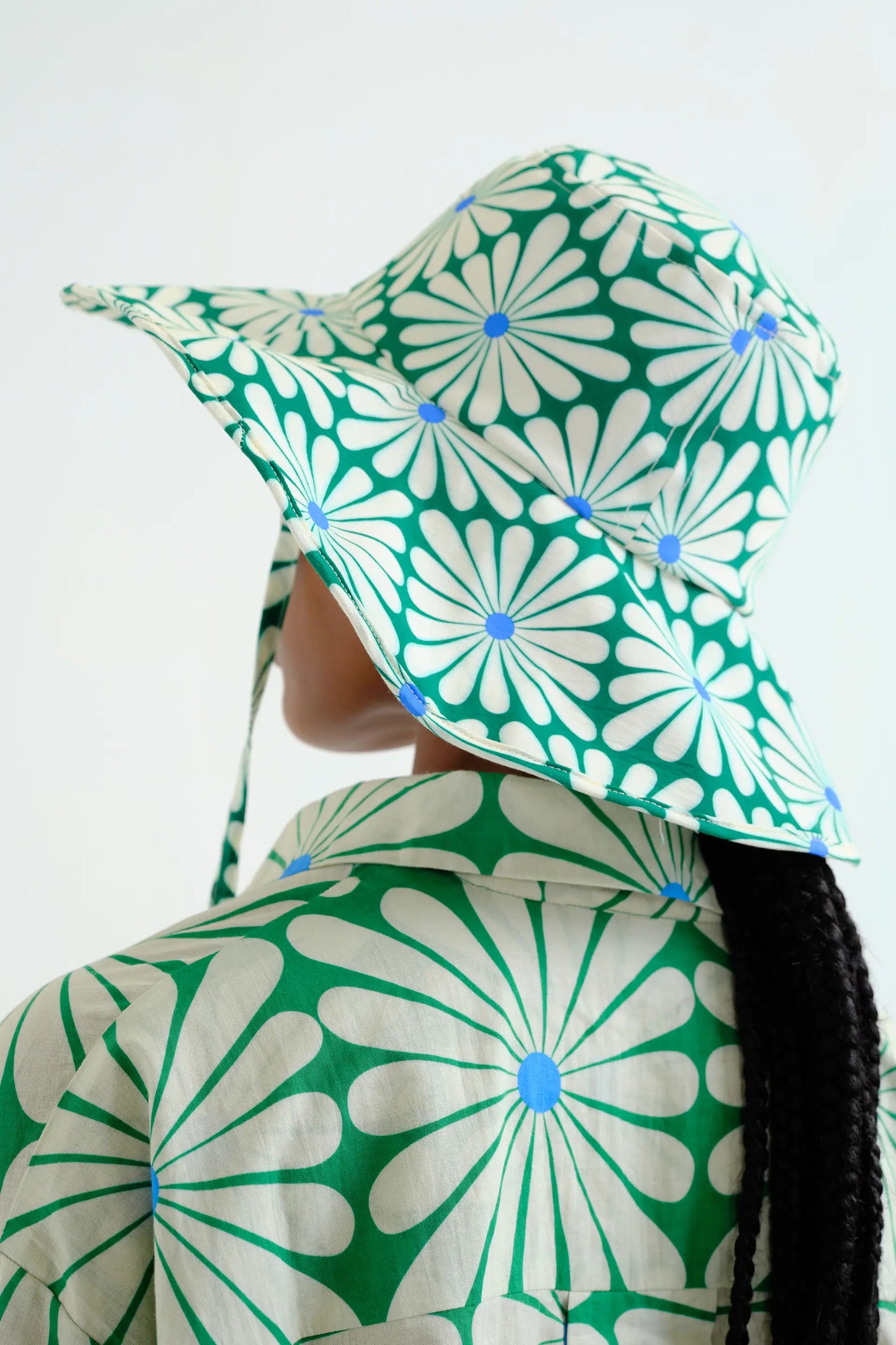 Sombrero con estampado Olive Flower Green