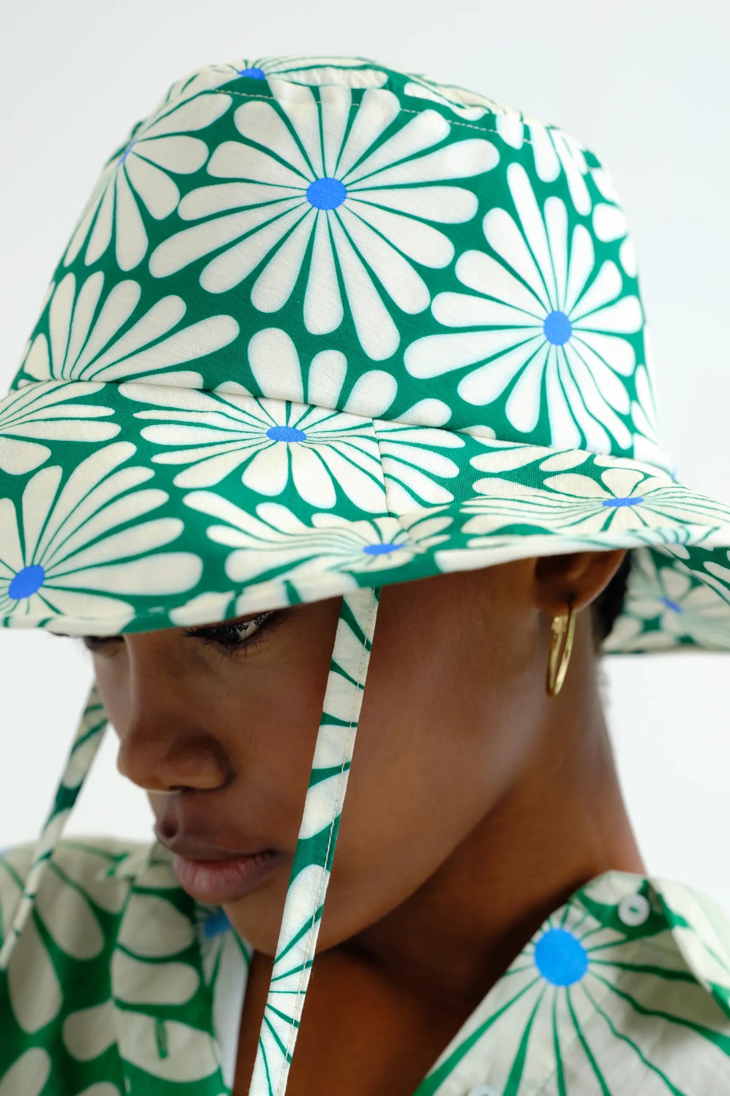 Sombrero con estampado Olive Flower Green